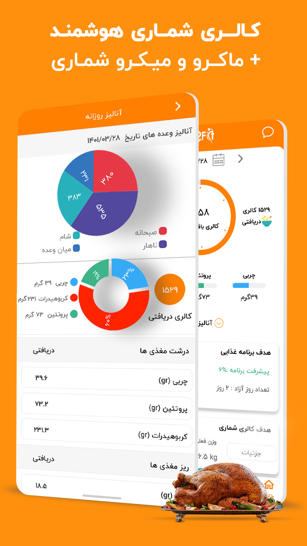 اسکرین شات 3 برنامه اکسیژن فیت - کالری شمار و رژیم غذایی