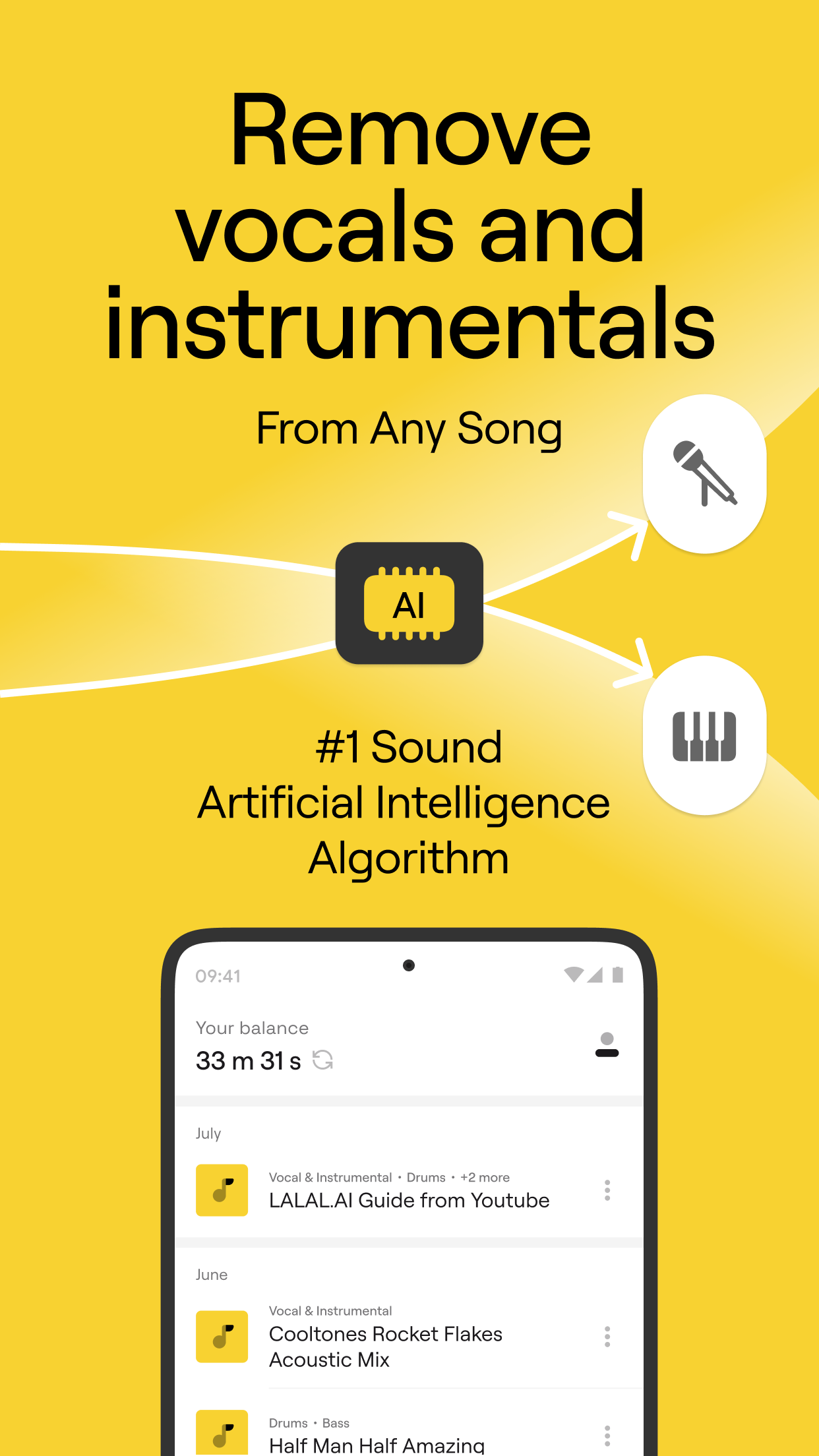 اسکرین شات 1 برنامه LALAL.AI: AI Vocal Remover