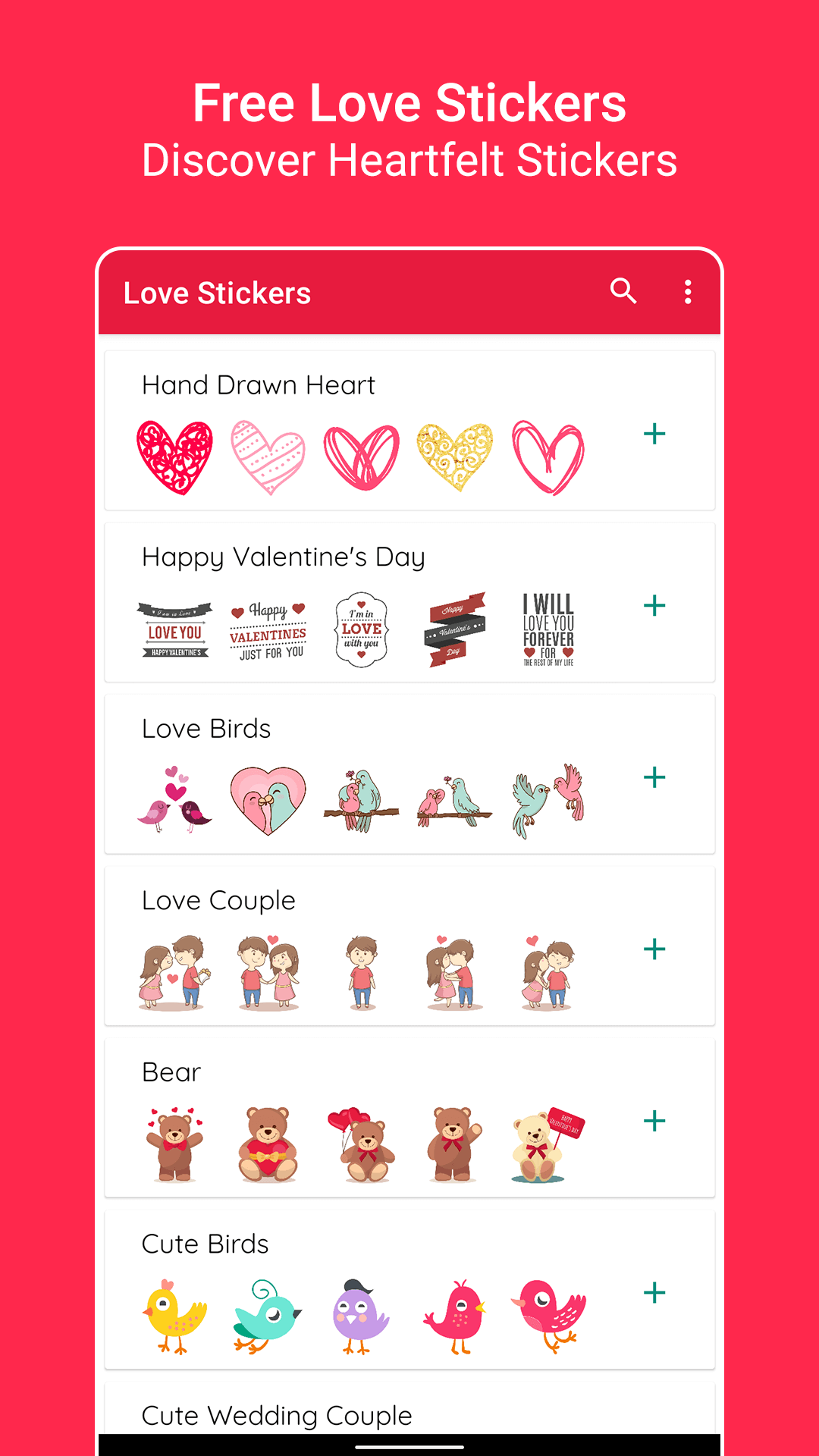 اسکرین شات 1 برنامه Love Sticker Packs - WASticker