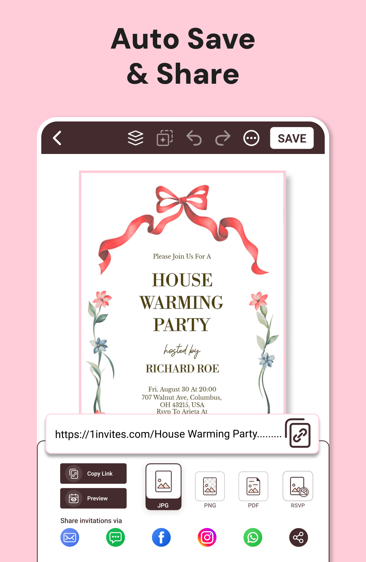 اسکرین شات 8 برنامه Invitation Maker & RSVP Cards