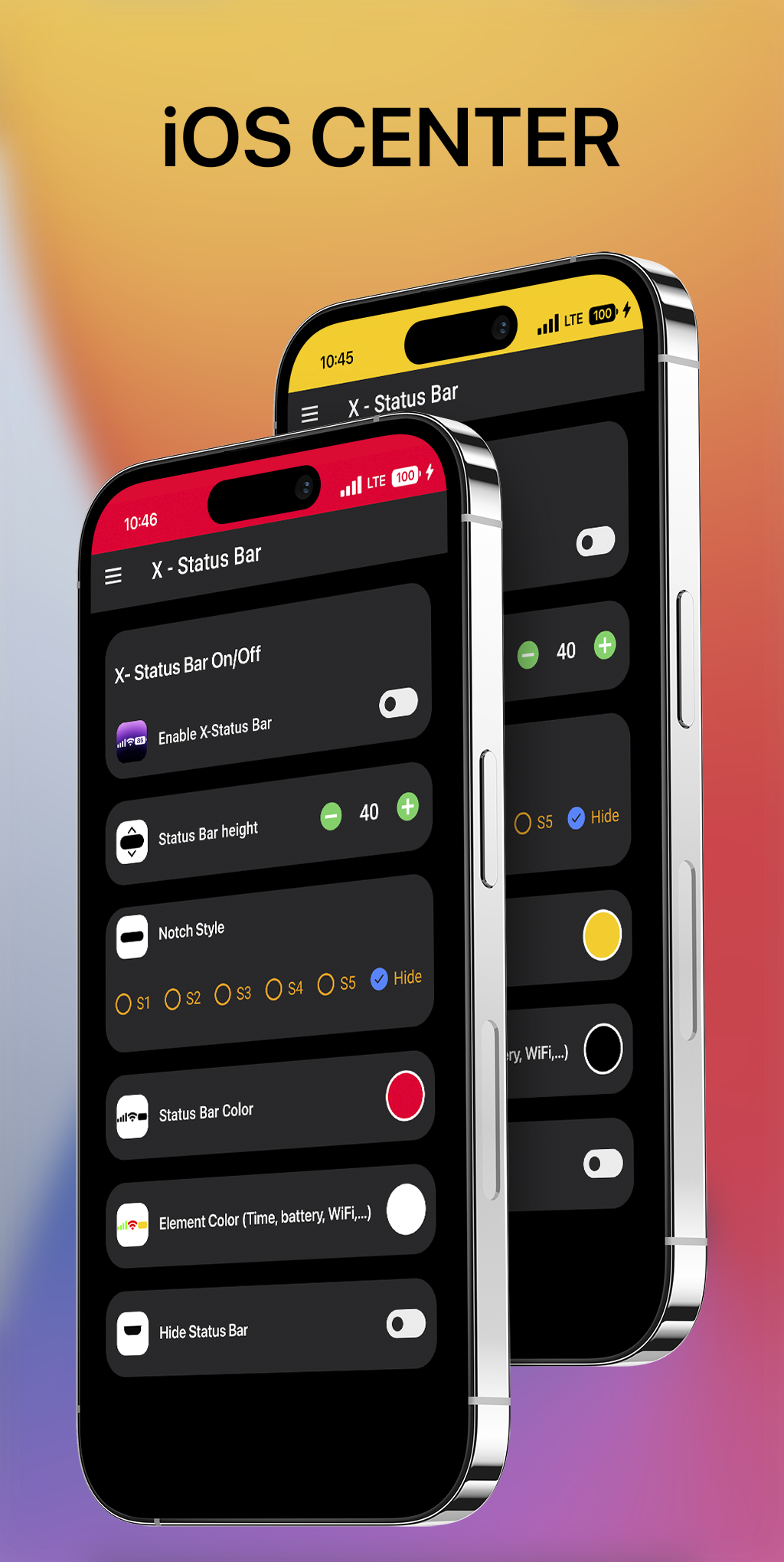 اسکرین شات 1 برنامه iCenter iOS 16: X - Status Bar