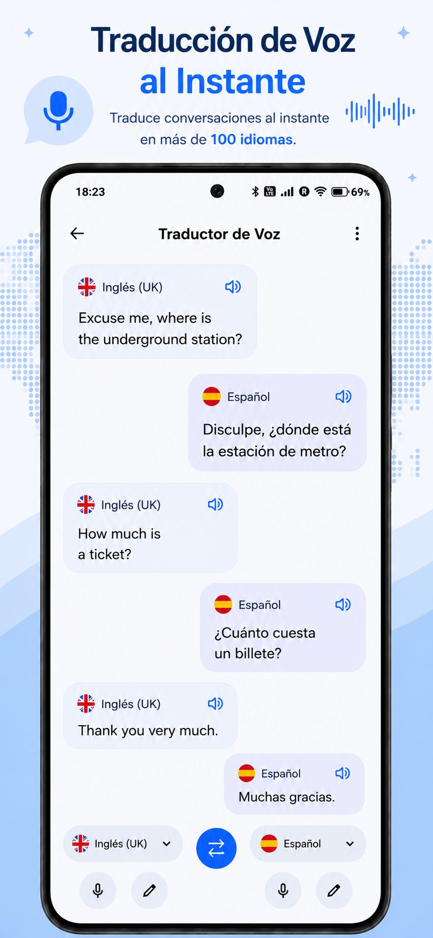 اسکرین شات 6 برنامه Traductor Voz: 100+ Idiomas