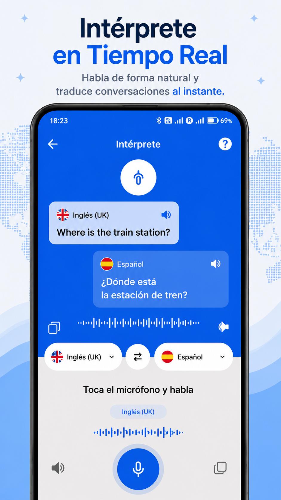 اسکرین شات 3 برنامه Traductor Voz: 100+ Idiomas