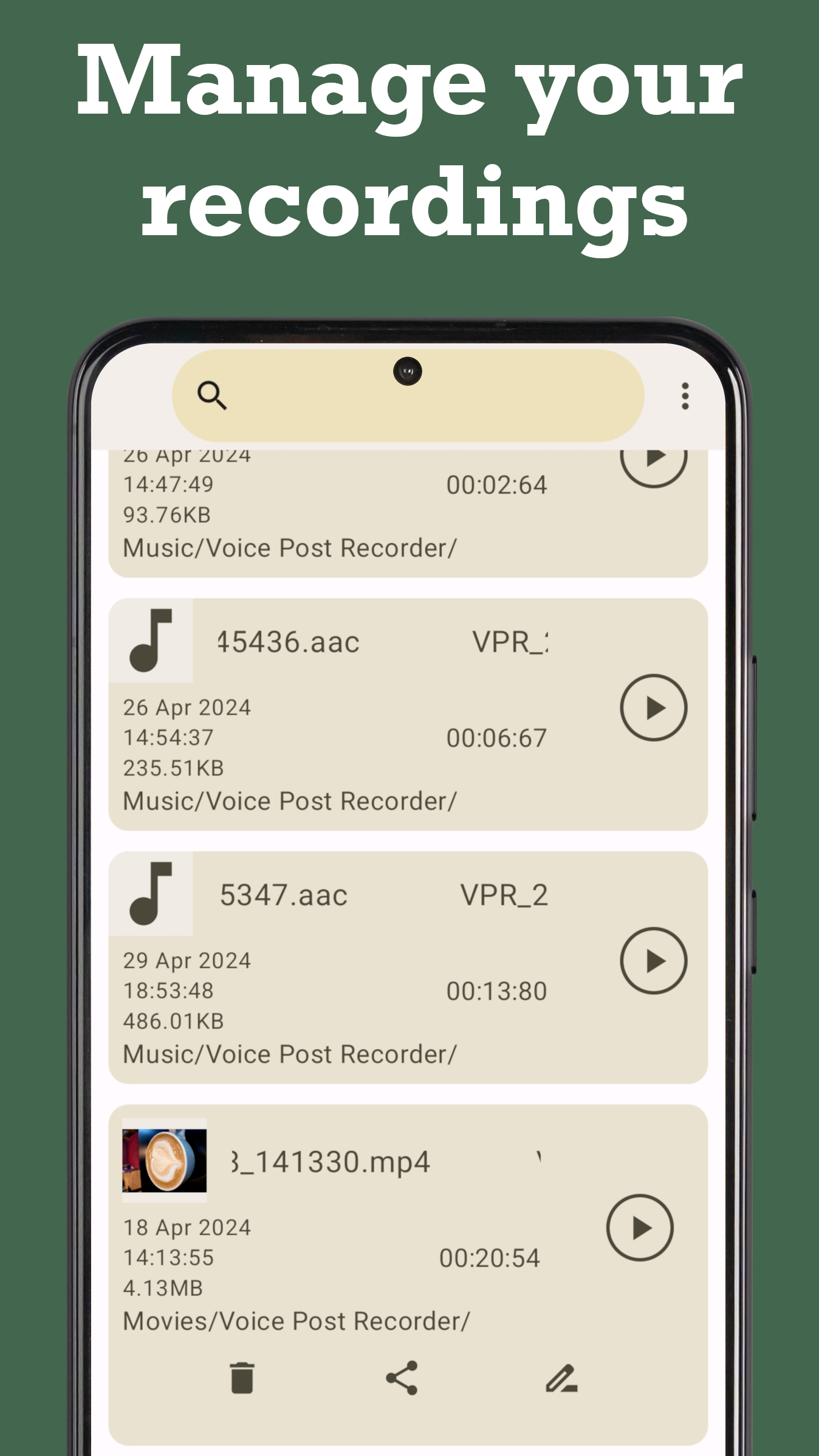 اسکرین شات 6 برنامه VPR - Voice Post Recorder