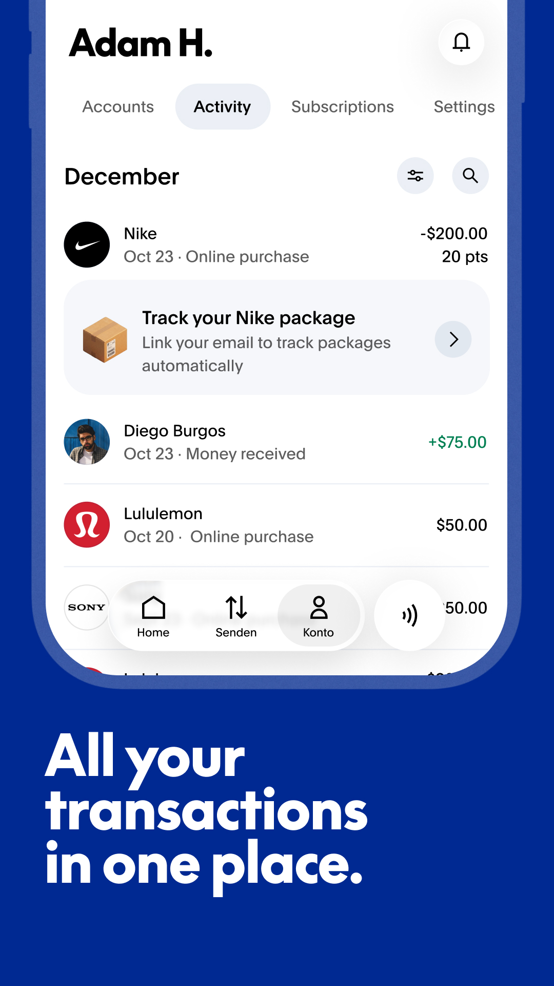 اسکرین شات 7 برنامه PayPal - Pay, Send, Save