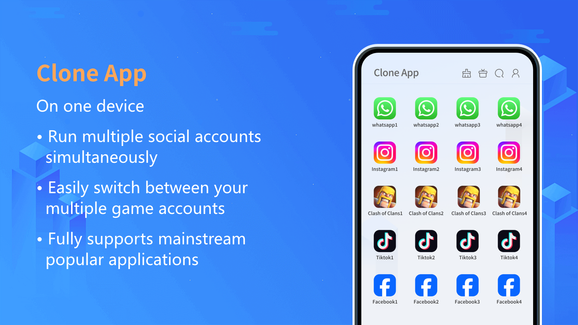 اسکرین شات 1 برنامه Clone App-Parallel Dual Space