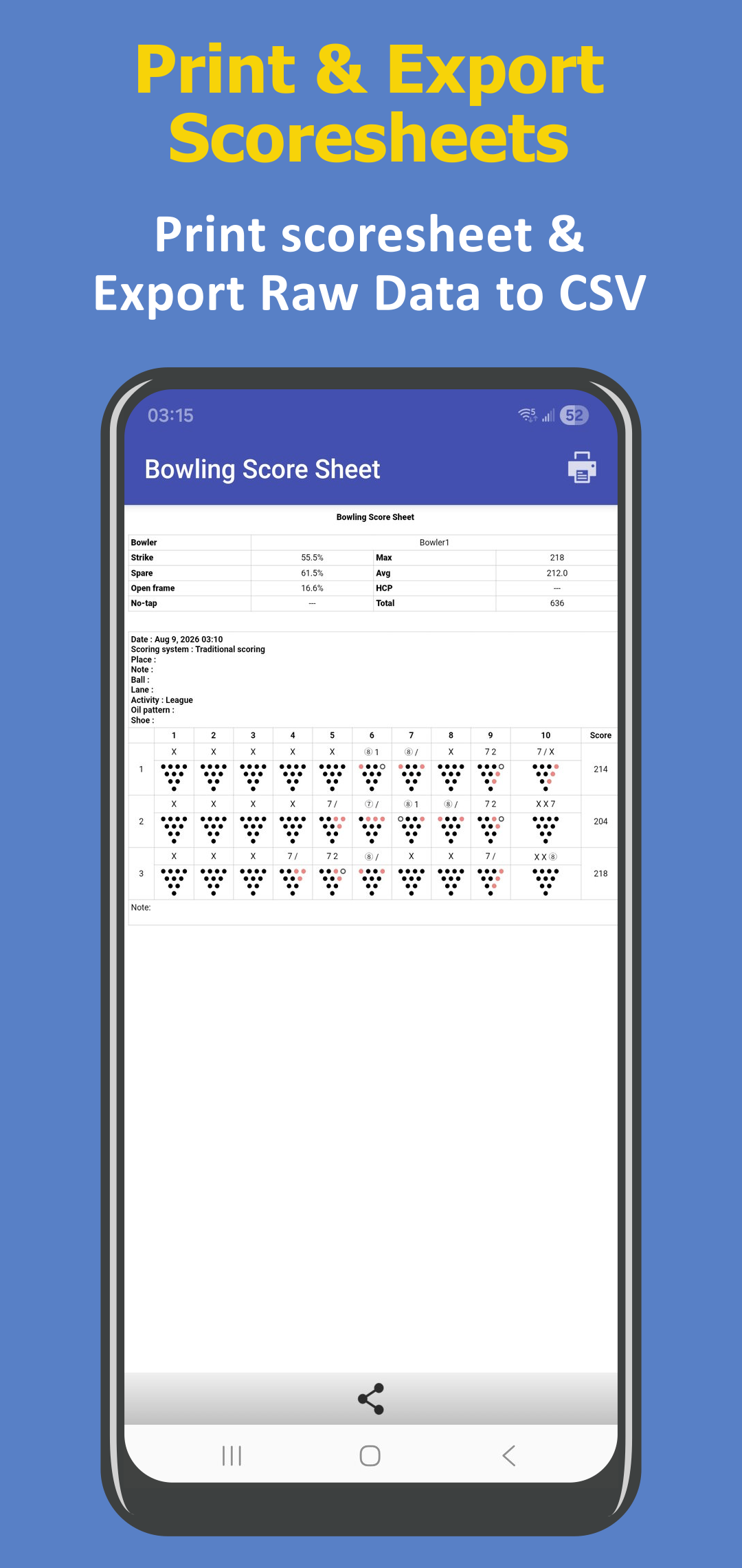 اسکرین شات 7 برنامه My Bowling Scoreboard