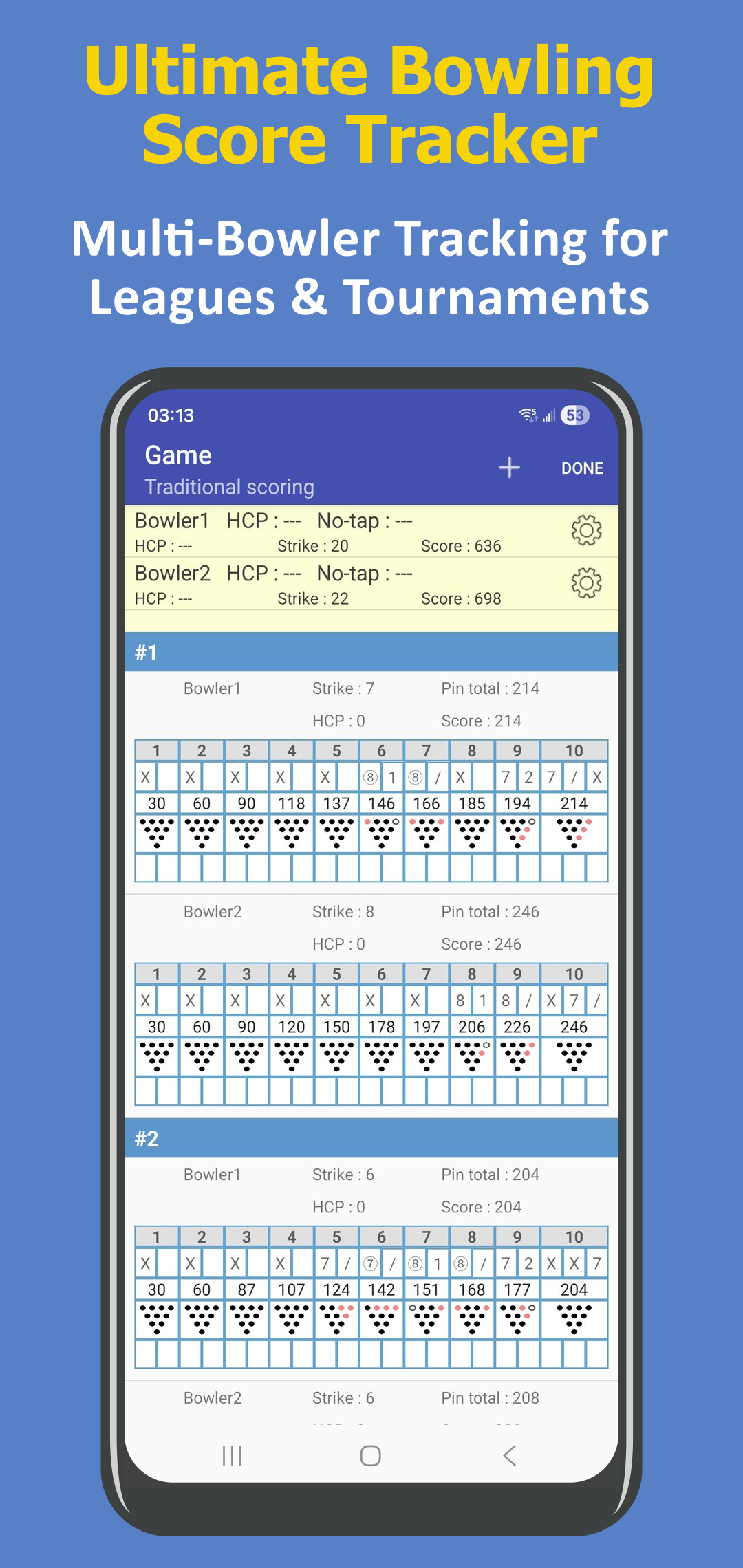 اسکرین شات 1 برنامه My Bowling Scoreboard
