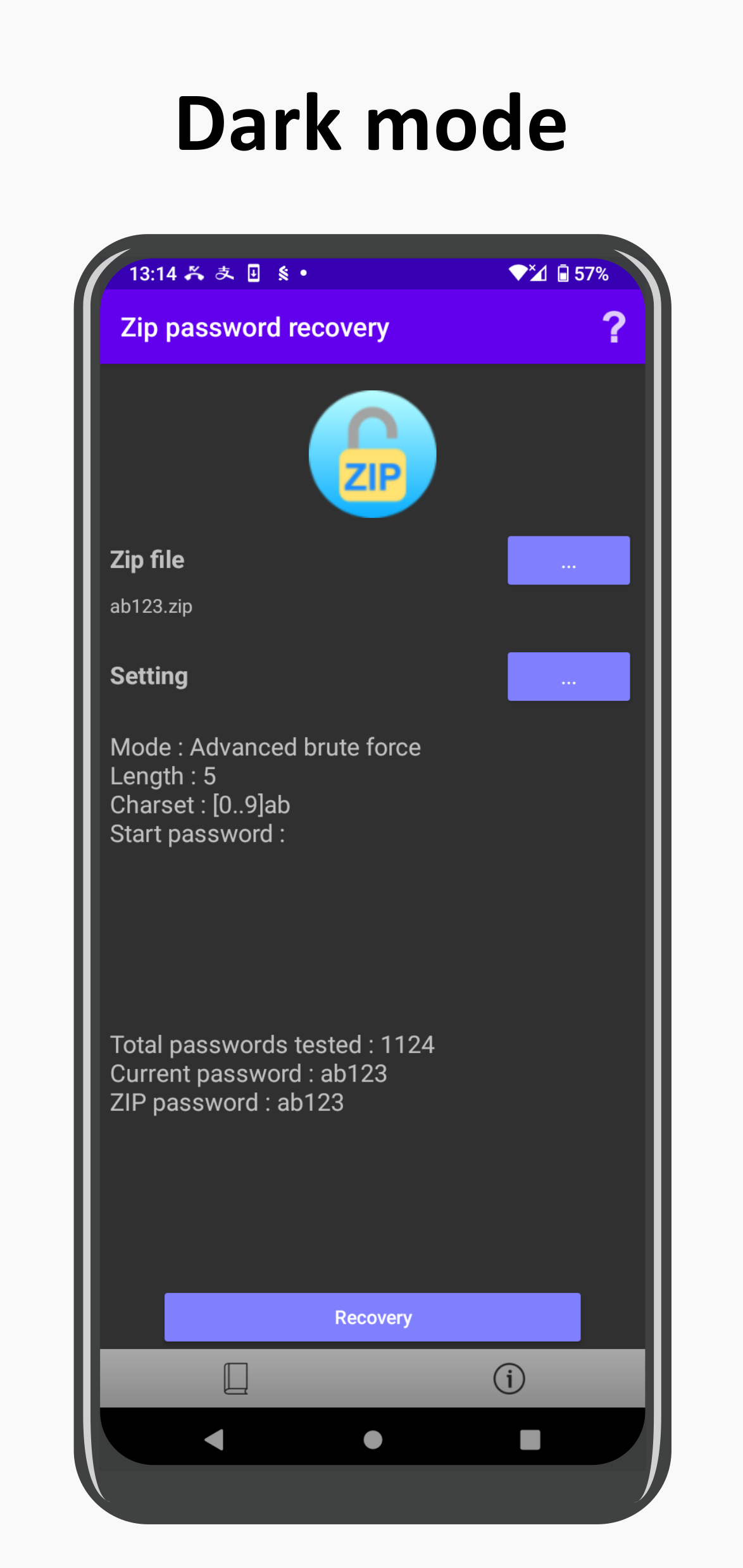 اسکرین شات 7 برنامه ZIP password recovery