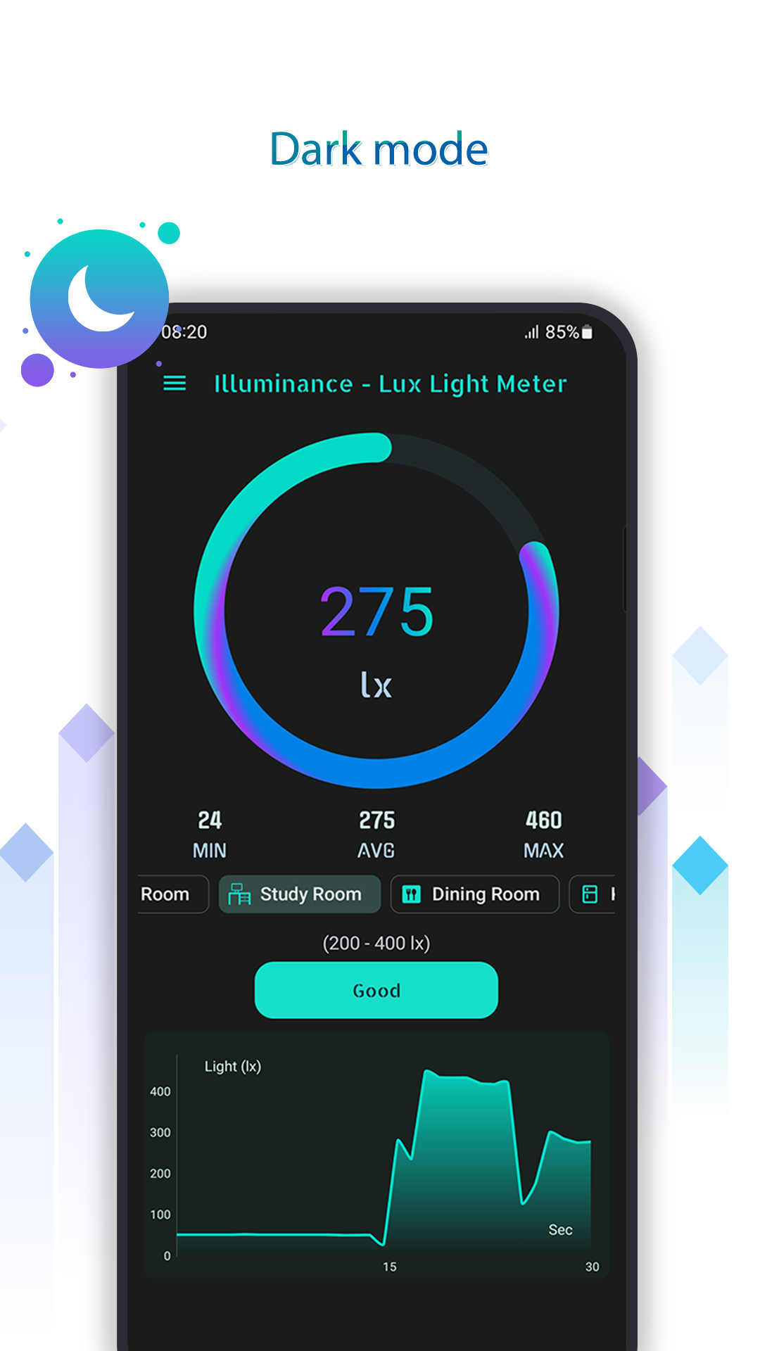 اسکرین شات 2 برنامه Illuminance - Lux Light Meter