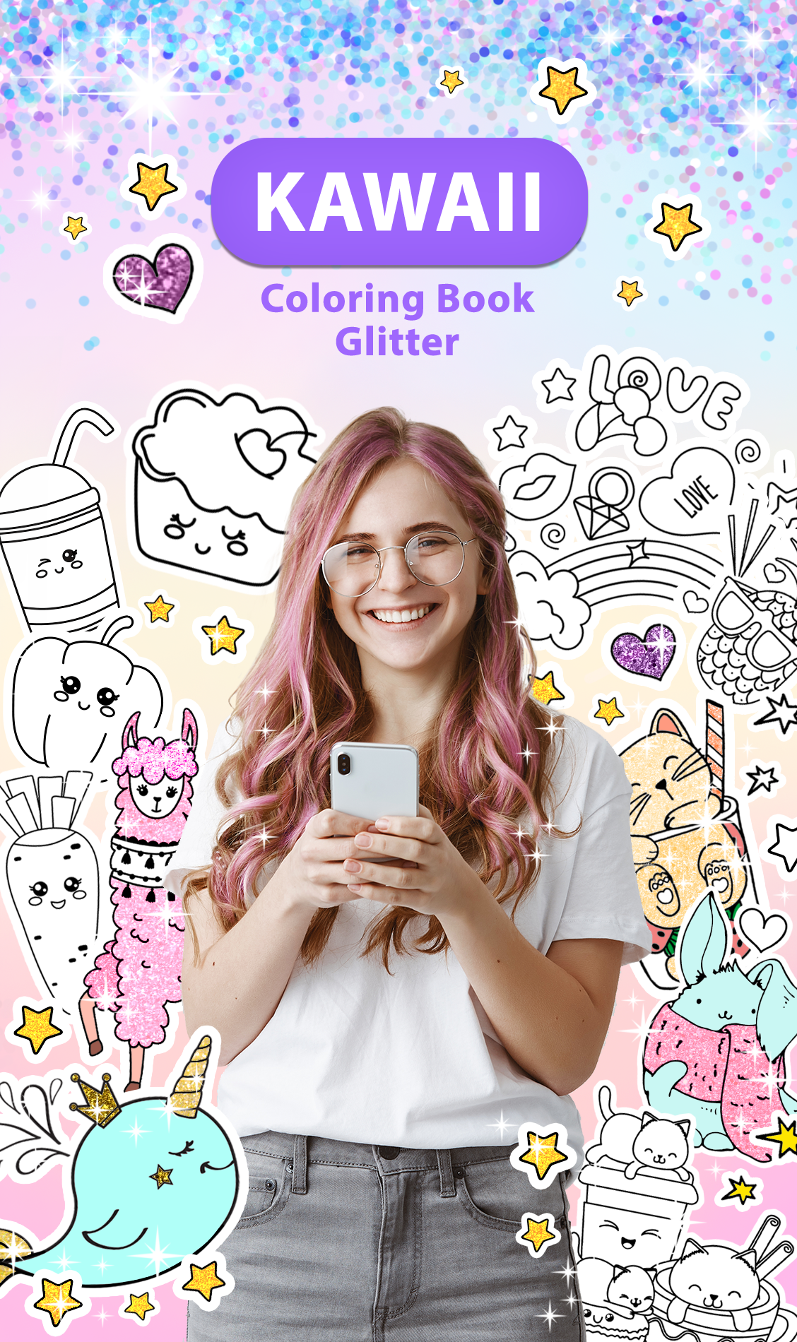 اسکرین شات 1 برنامه Kawaii Coloring Book Glitter