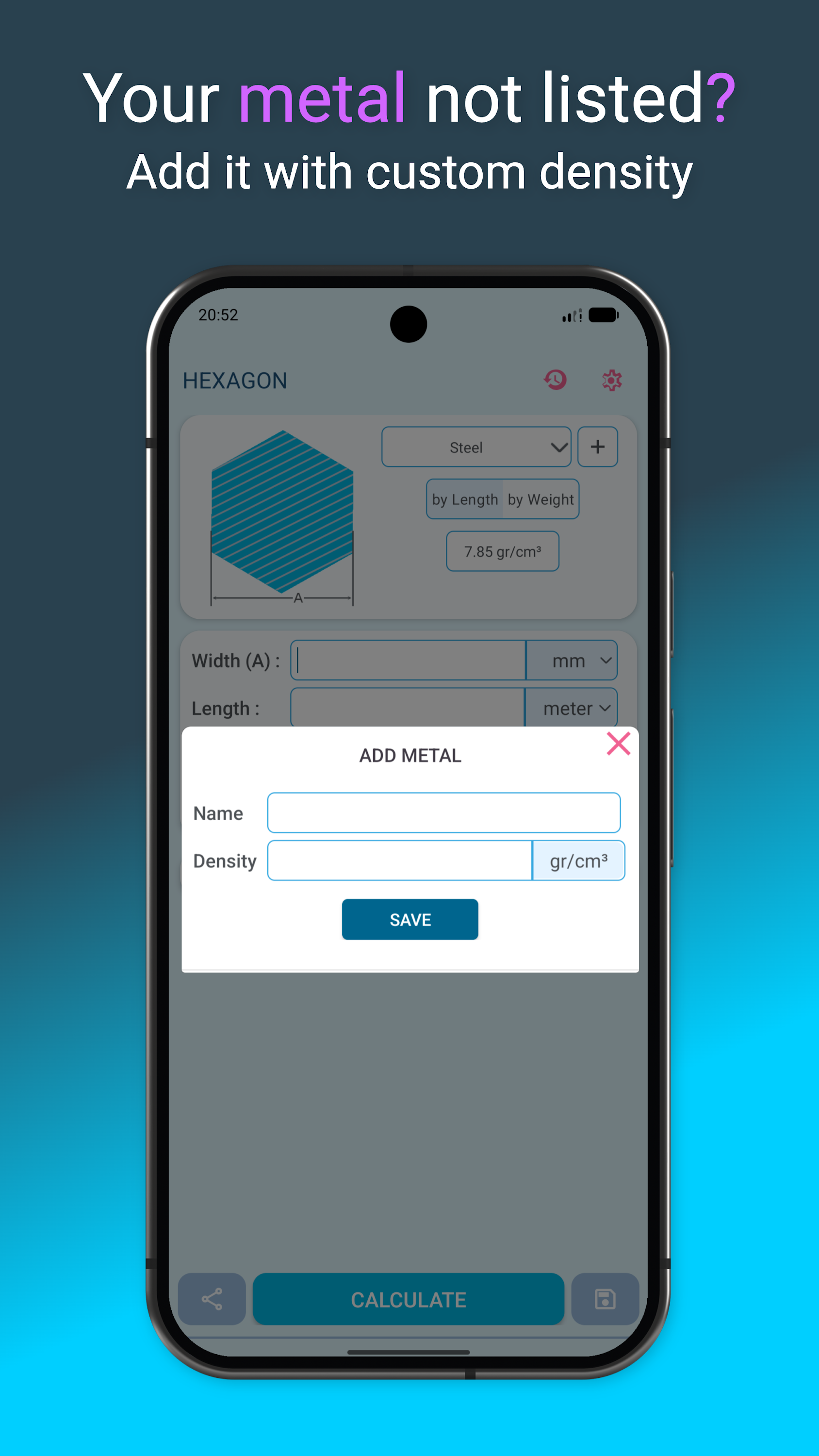 اسکرین شات 6 برنامه Metal Weight Calculator