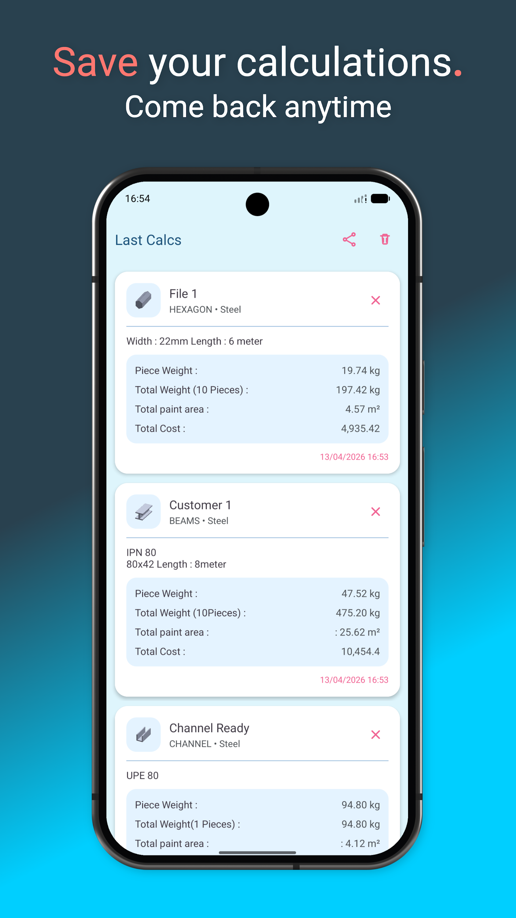 اسکرین شات 7 برنامه Metal Weight Calculator