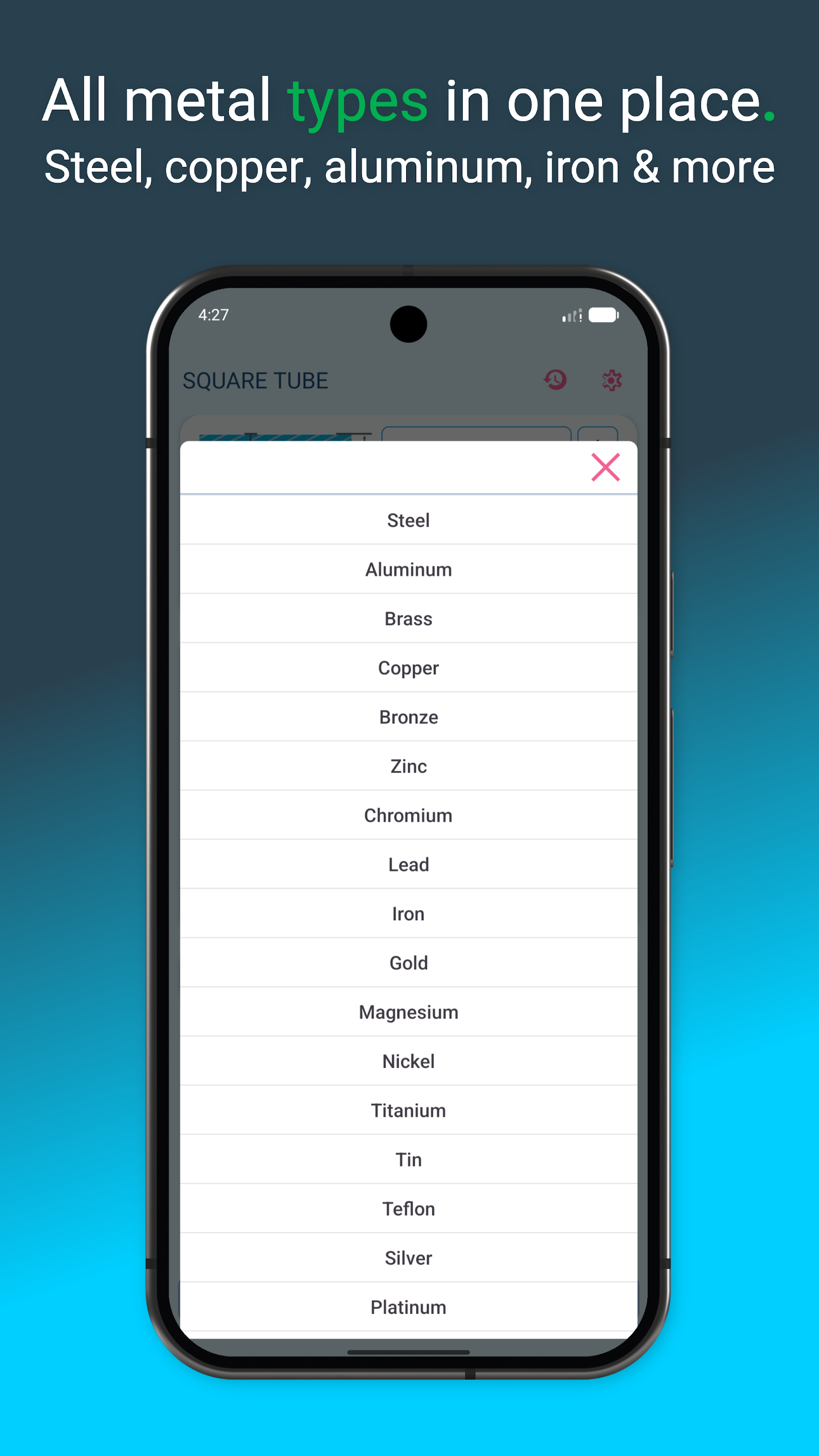اسکرین شات 5 برنامه Metal Weight Calculator