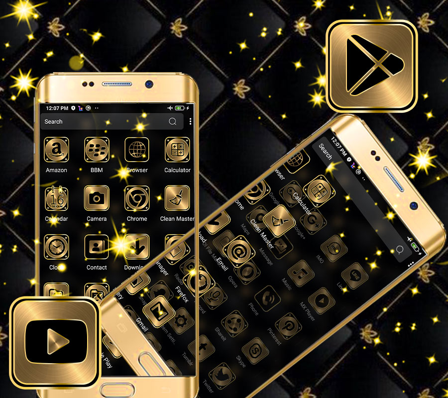 اسکرین شات 2 برنامه Gold Black Launcher Theme