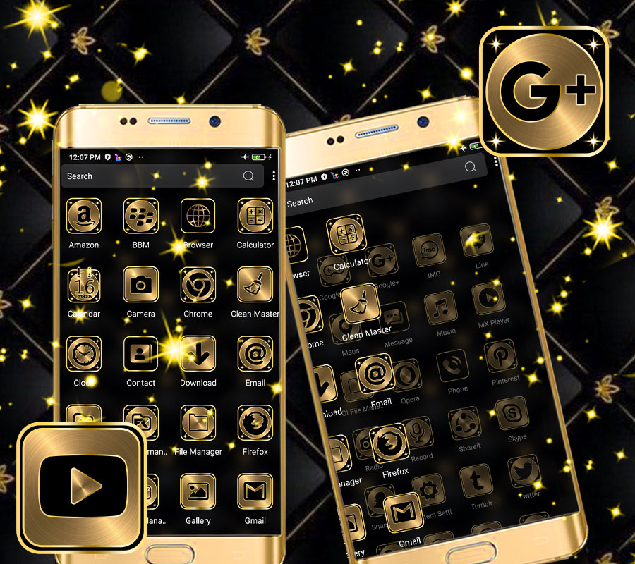 اسکرین شات 3 برنامه Gold Black Launcher Theme