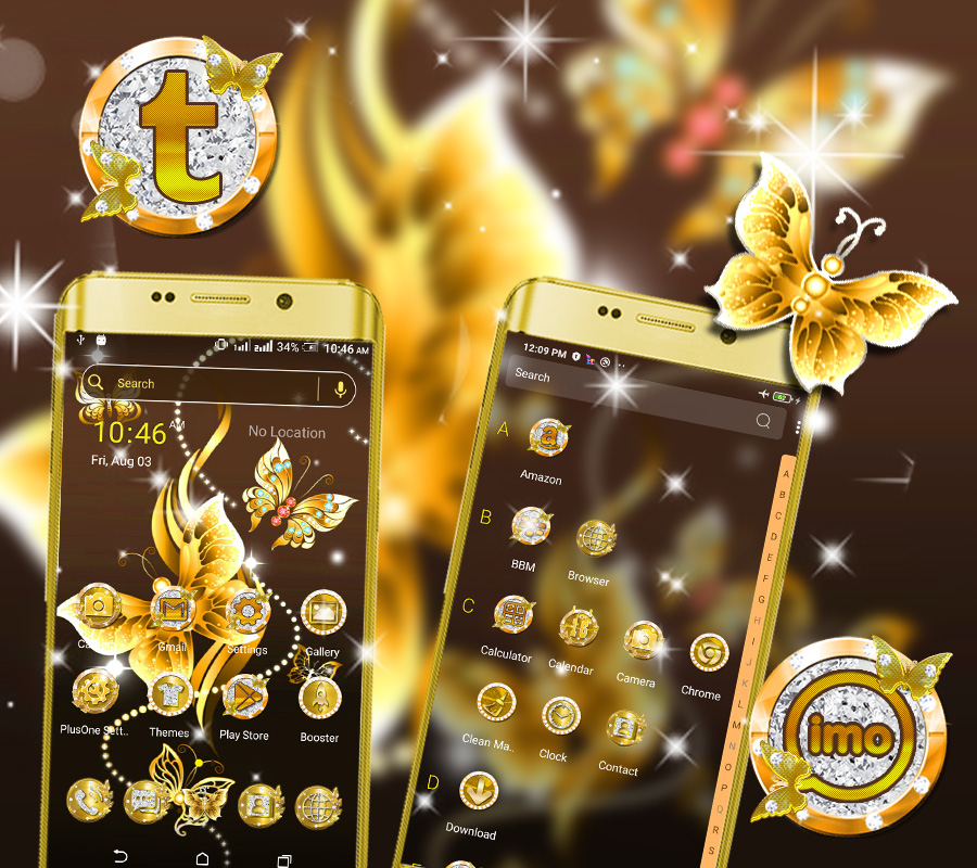 اسکرین شات 2 برنامه Golden ButterFly Theme