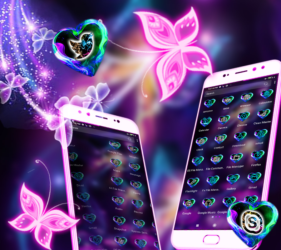اسکرین شات 4 برنامه Neon ButterFly Launcher Theme