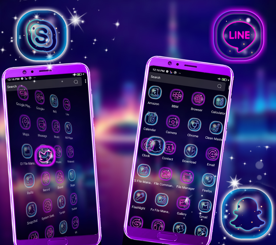 اسکرین شات 4 برنامه Neon City Launcher Theme