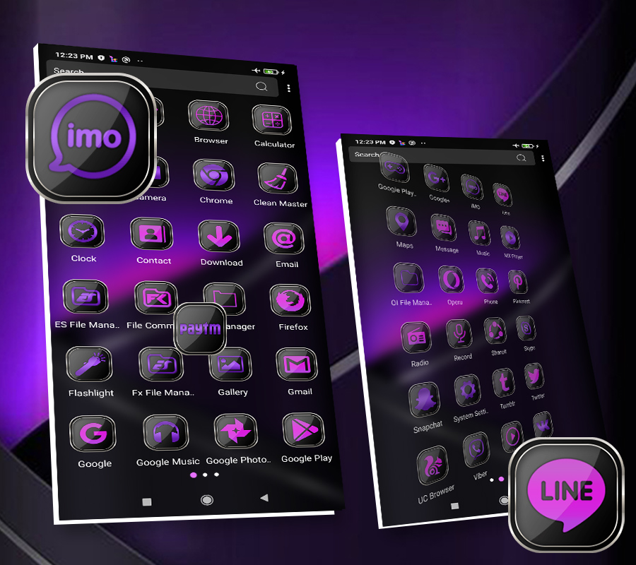 اسکرین شات 4 برنامه Purple Black Launcher Theme