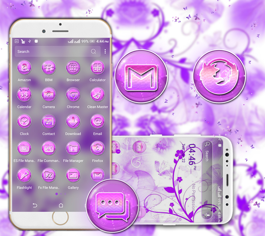 اسکرین شات 2 برنامه Purple Butterfly Theme