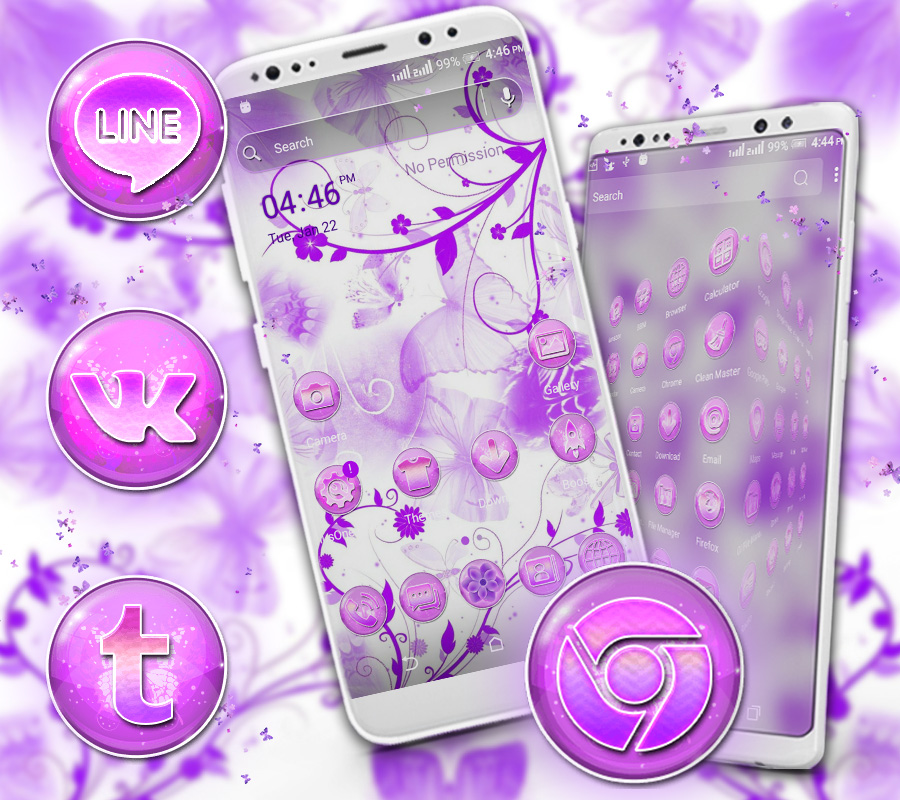 اسکرین شات 3 برنامه Purple Butterfly Theme