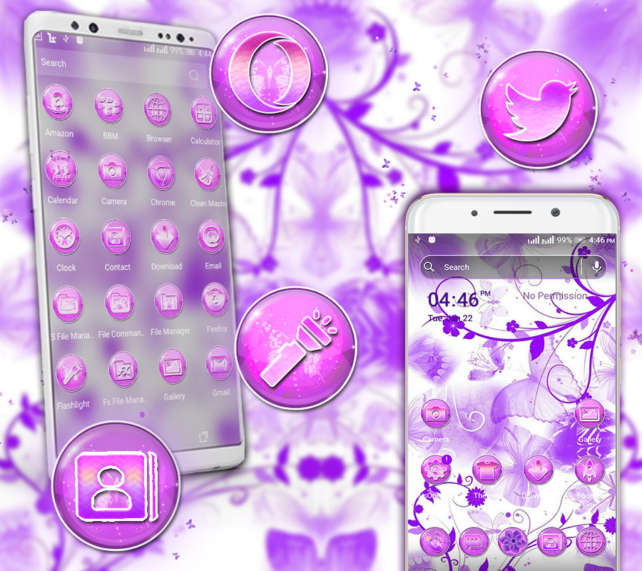 اسکرین شات 4 برنامه Purple Butterfly Theme