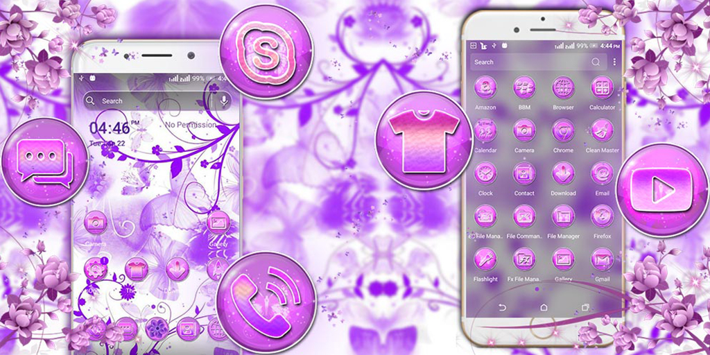 اسکرین شات 5 برنامه Purple Butterfly Theme
