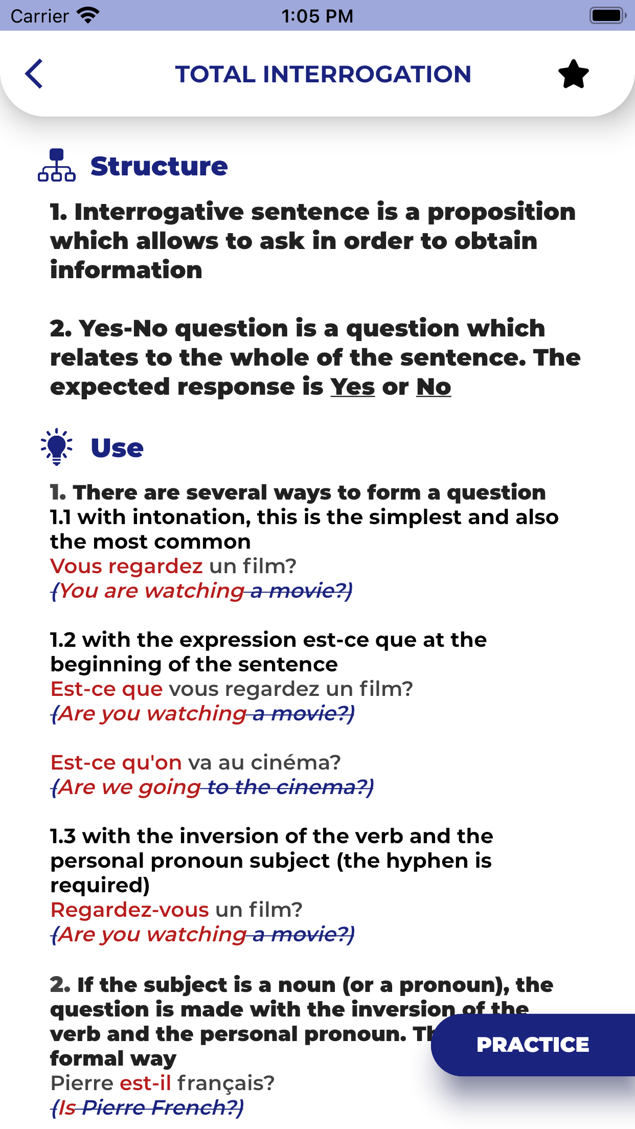 اسکرین شات 2 برنامه French GrammarーLessons・Tests