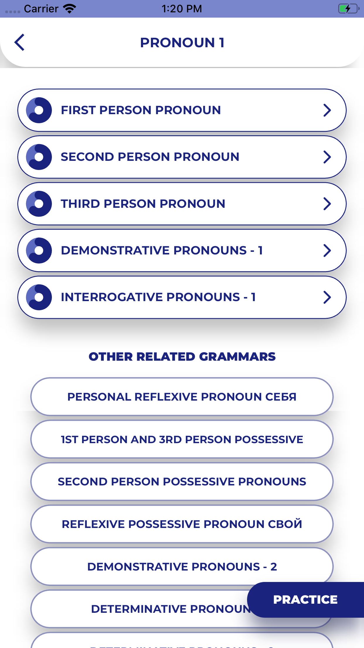 اسکرین شات 2 برنامه Russian GrammarーLessons・Tests