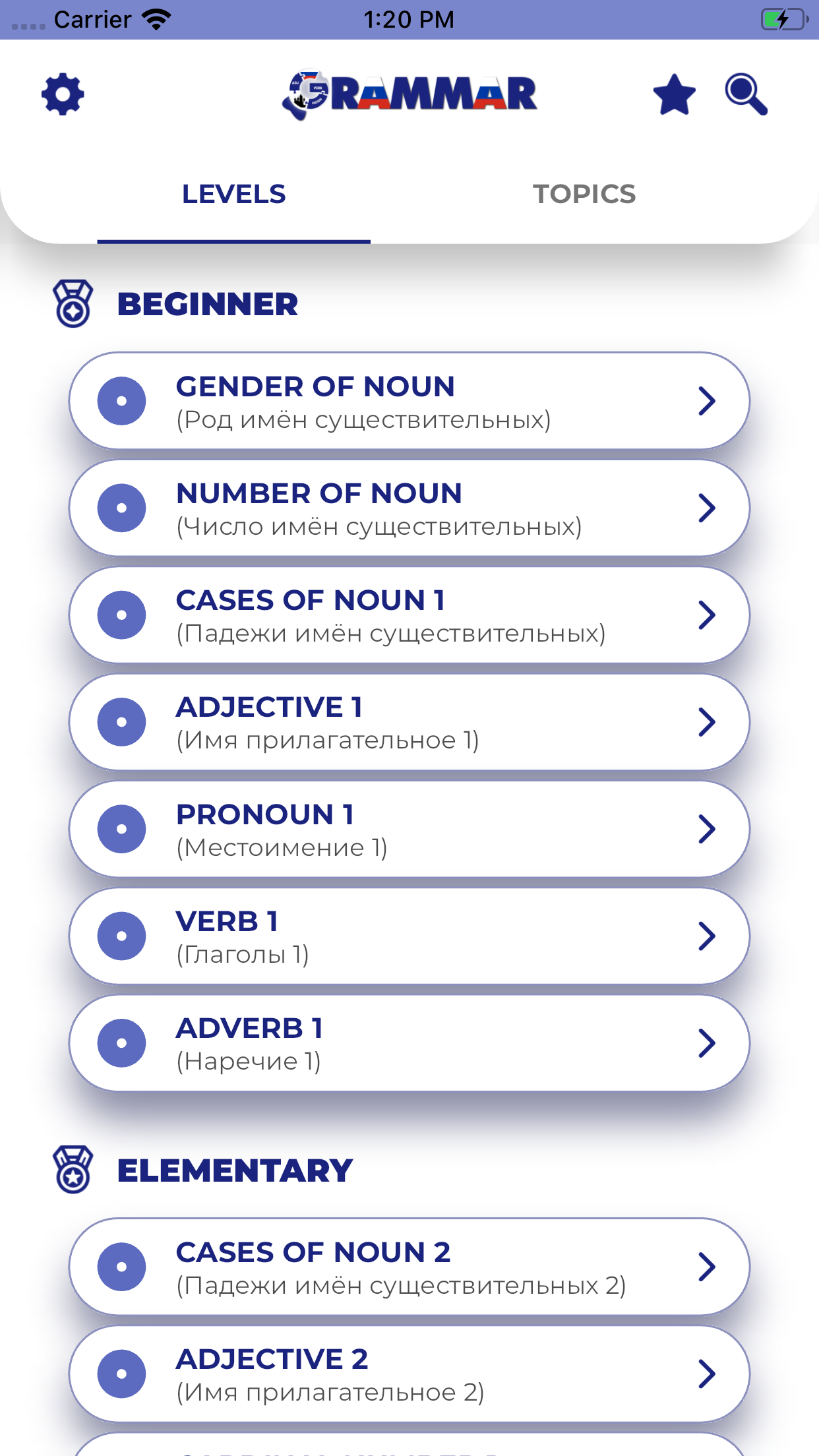اسکرین شات 1 برنامه Russian GrammarーLessons・Tests
