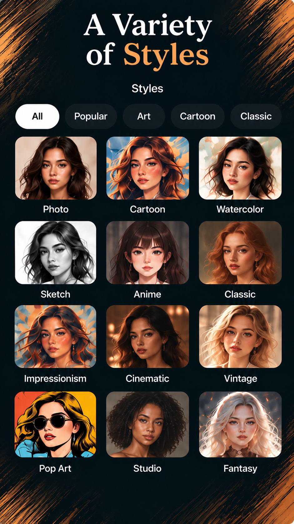 اسکرین شات 2 برنامه PortraitAI: AI Photo Portrait