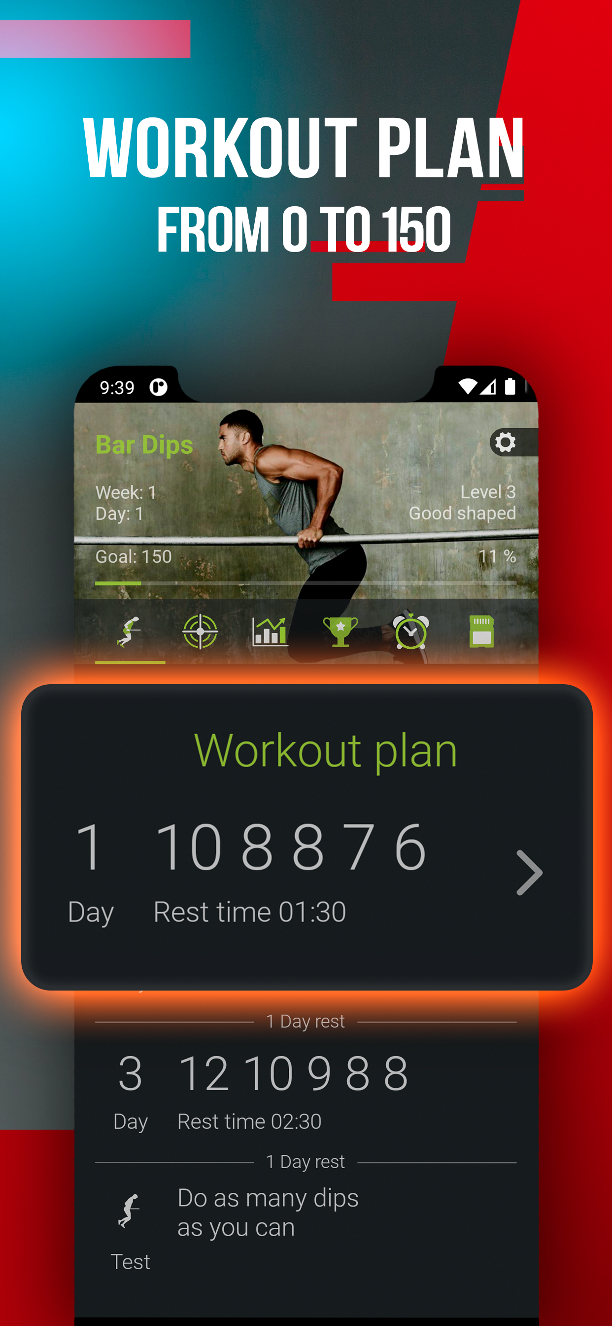 اسکرین شات 2 برنامه 150 Dips Workout: Strong Arms