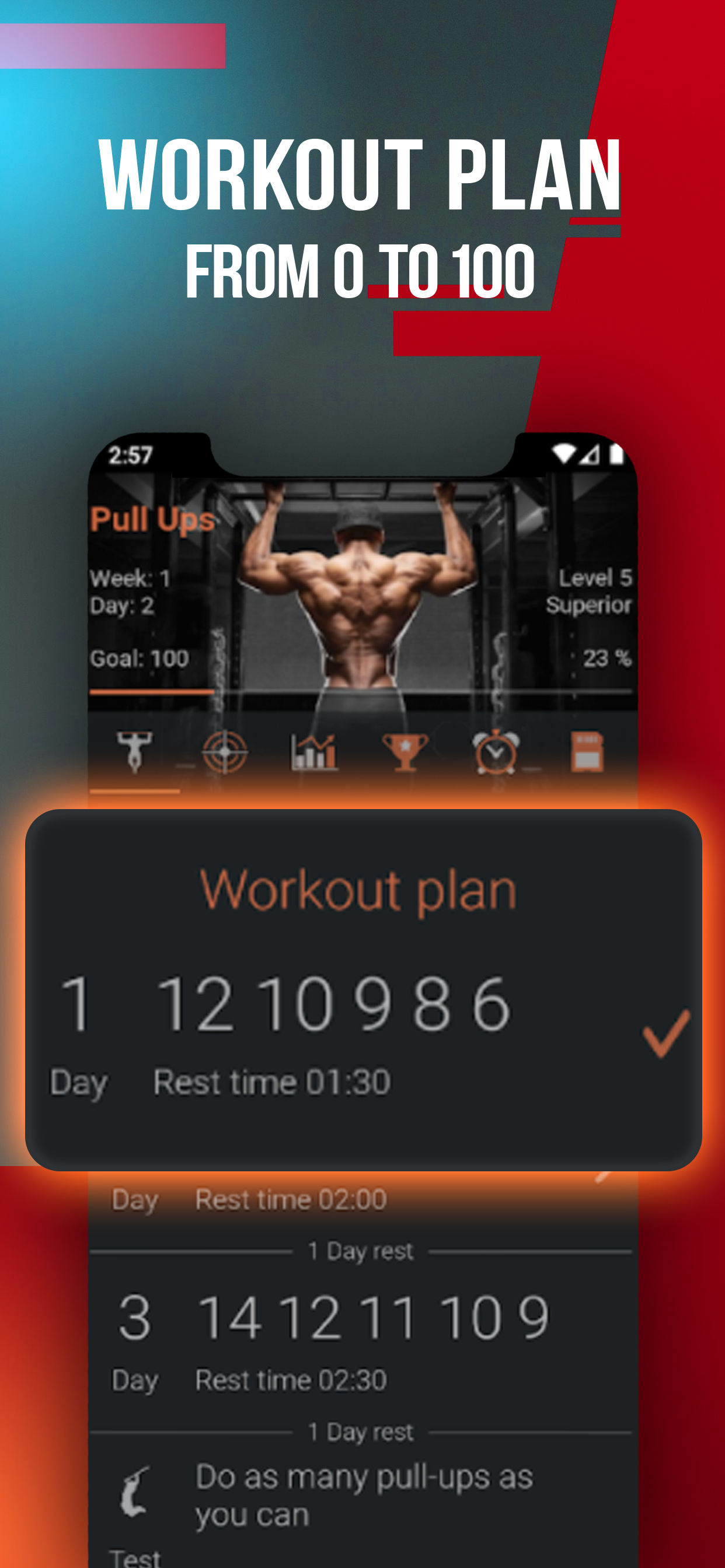 اسکرین شات 2 برنامه 100 Pull Ups Workout
