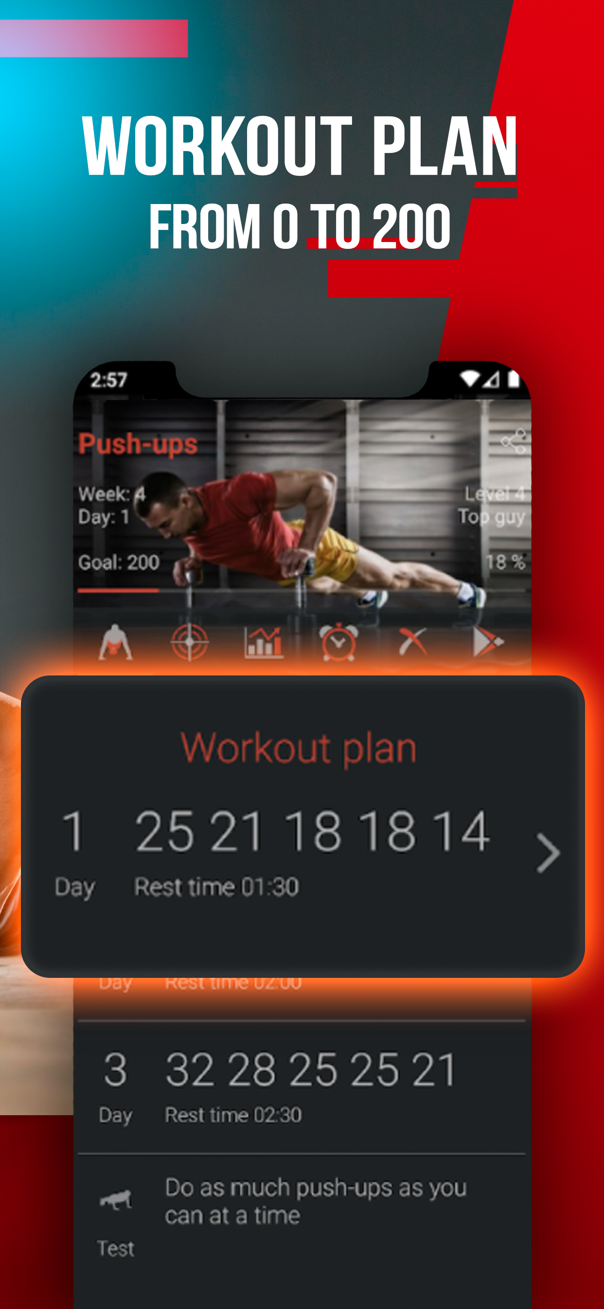 اسکرین شات 2 برنامه 200 Push Ups - Home Workout