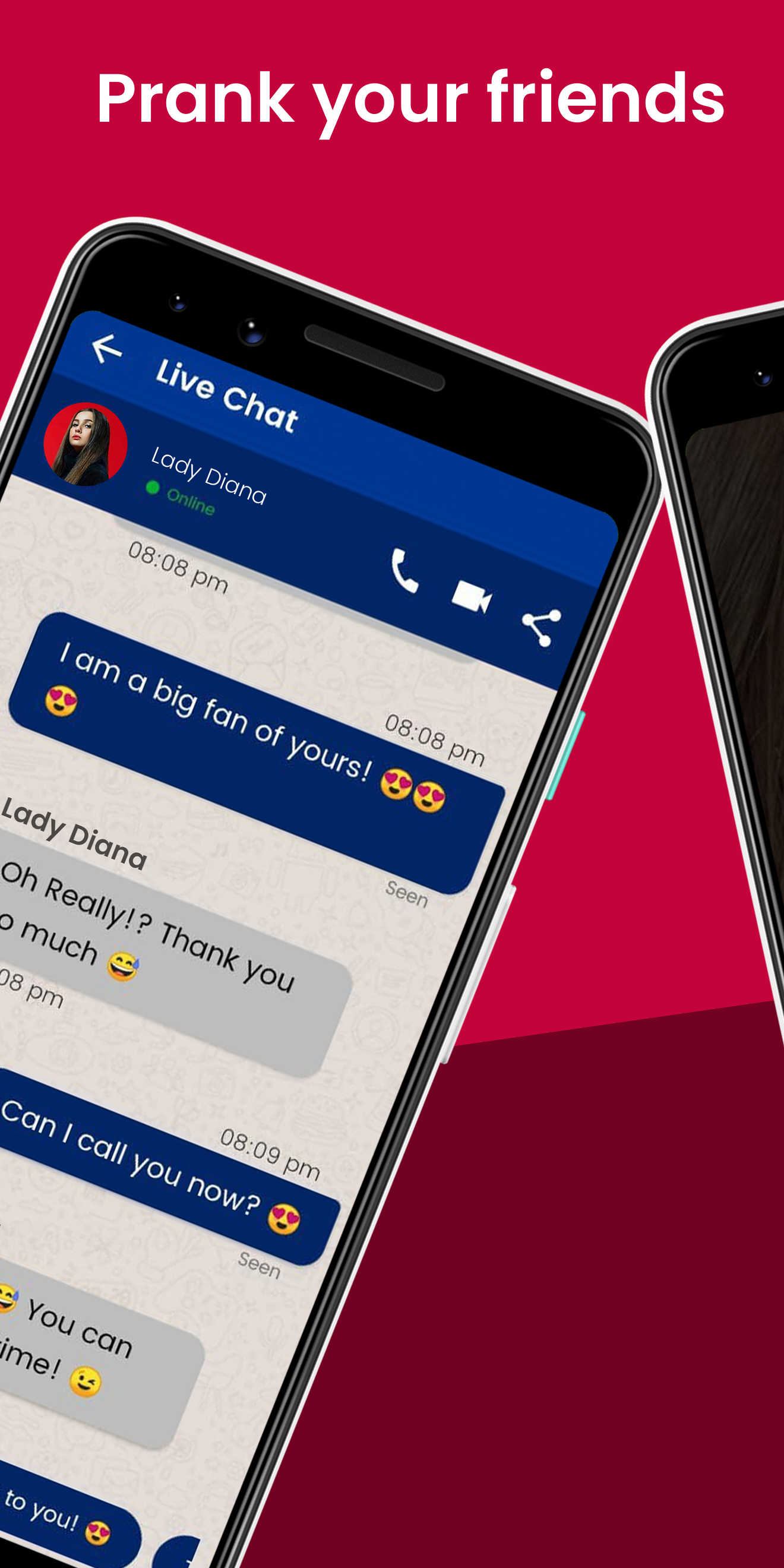 اسکرین شات 4 برنامه Lady Diana Fake Call & Chat