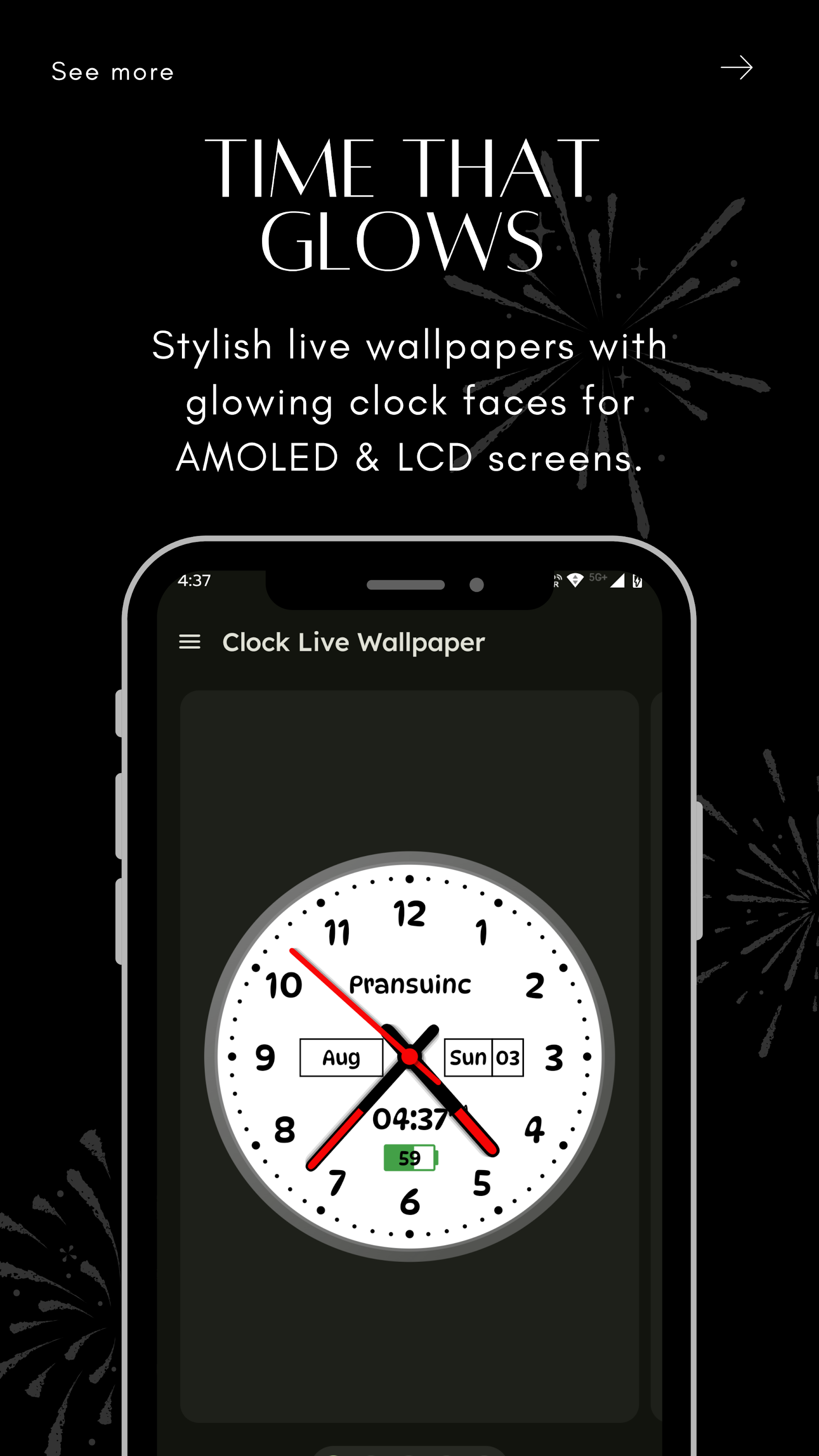 اسکرین شات 1 برنامه Clock Live Wallpaper