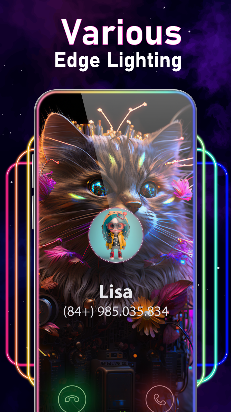 اسکرین شات 3 برنامه Call Color Themes: Call Dialer