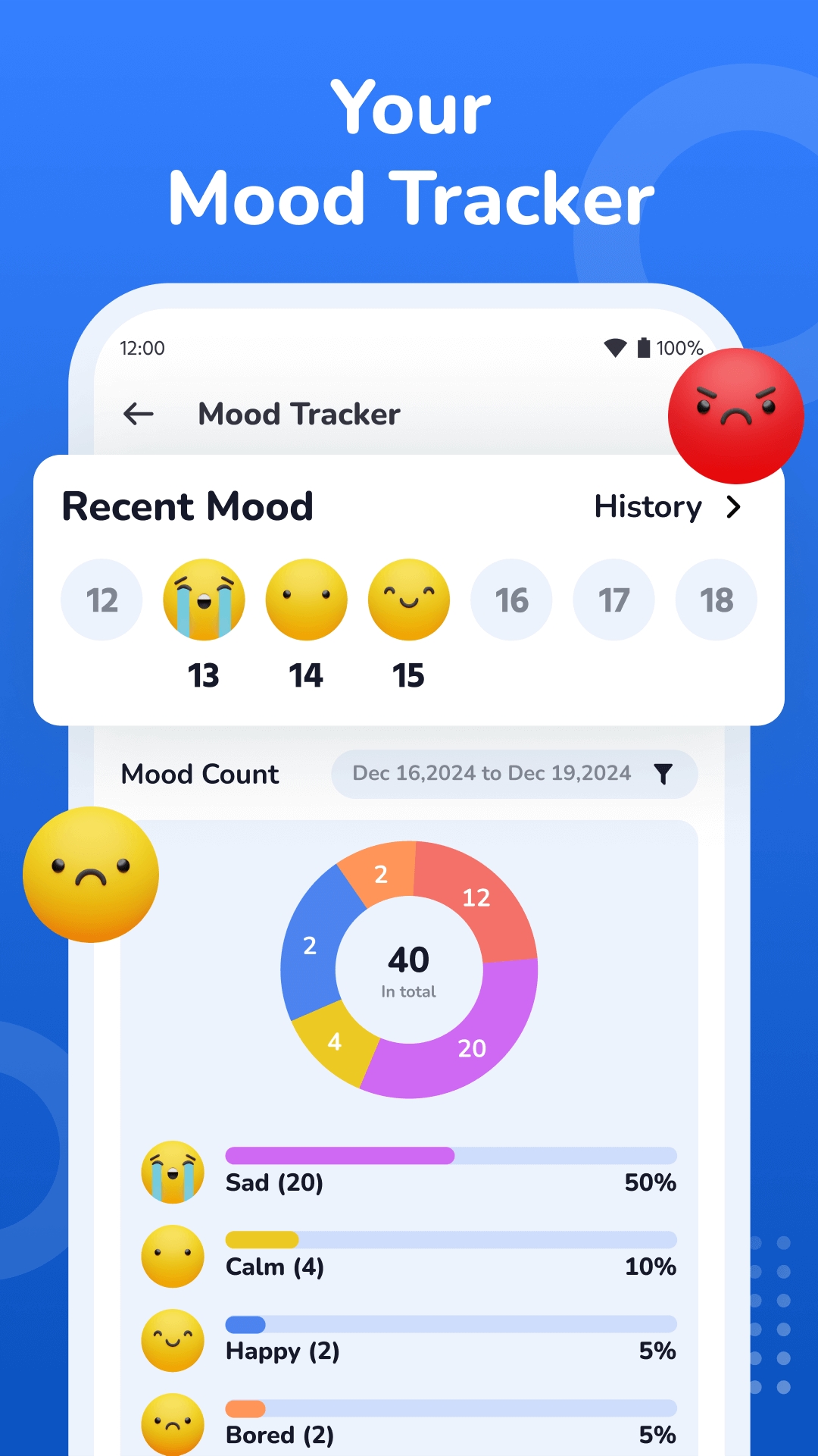 اسکرین شات 5 برنامه Health App: Mood Tracker