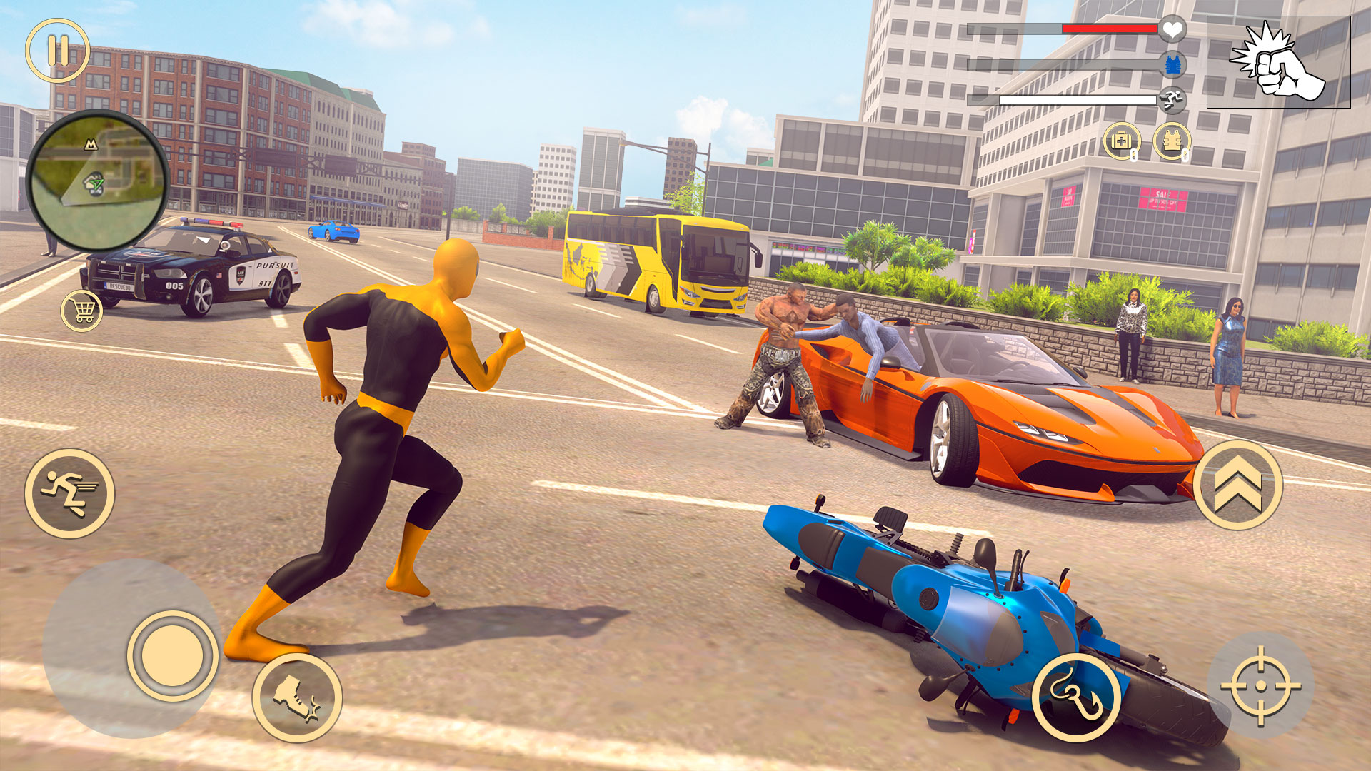 اسکرین شات 2 برنامه Flying Hero Crime City Battle
