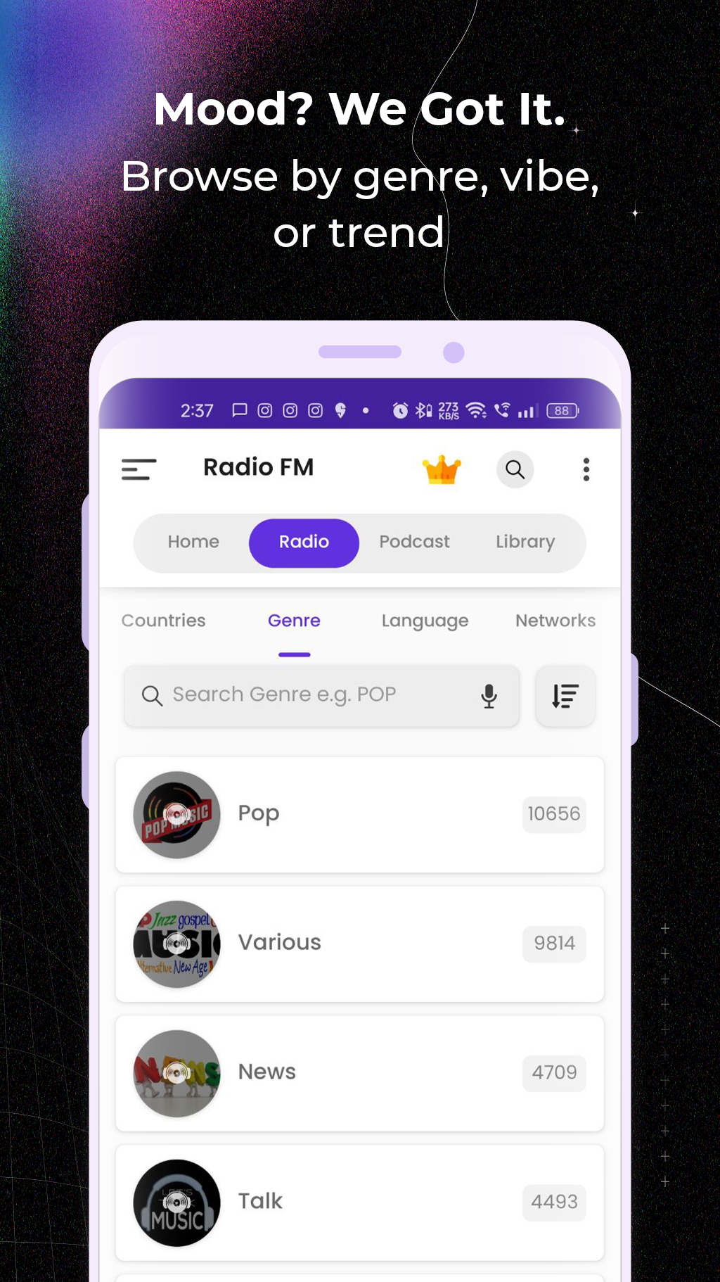 اسکرین شات 8 برنامه Radio FM- Radios and Podcasts
