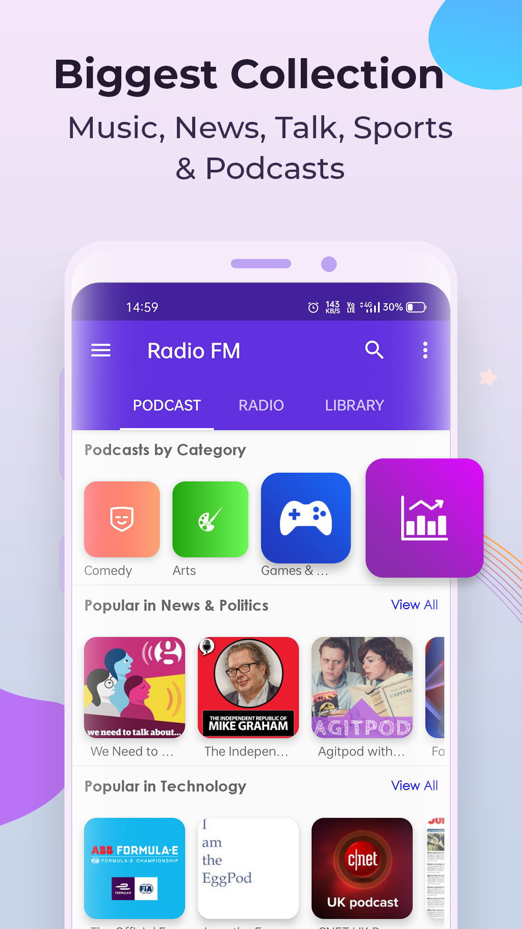 اسکرین شات 3 برنامه Radio FM - UK Radios, Podcasts