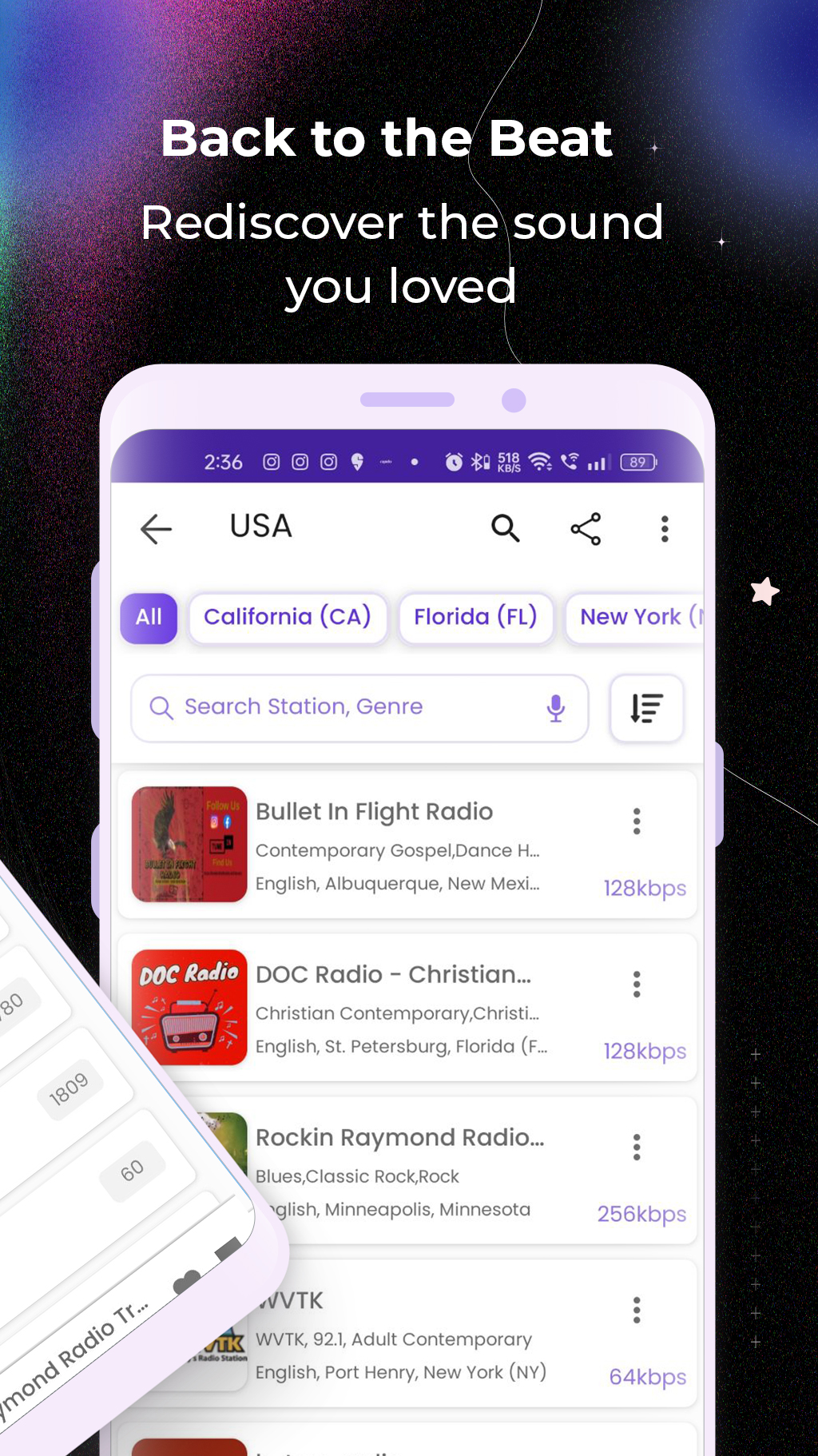 اسکرین شات 2 برنامه Radio FM- Radios and Podcasts