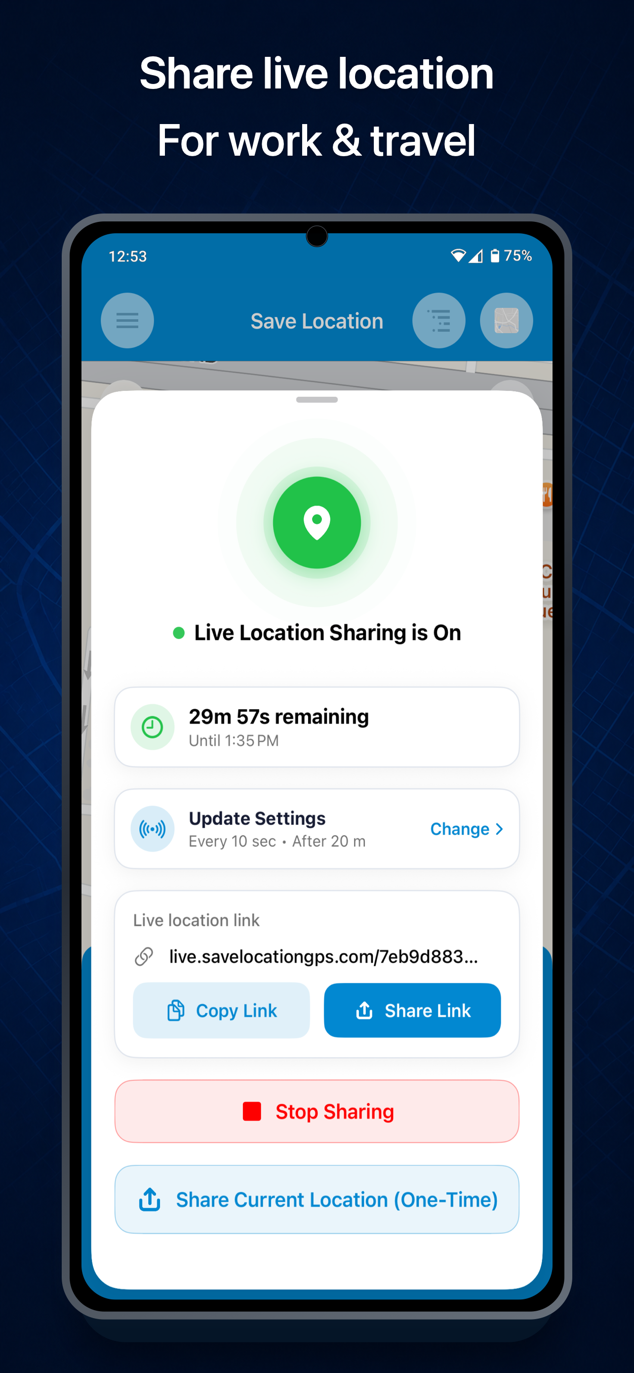 اسکرین شات 2 برنامه Save Location GPS - Live Share