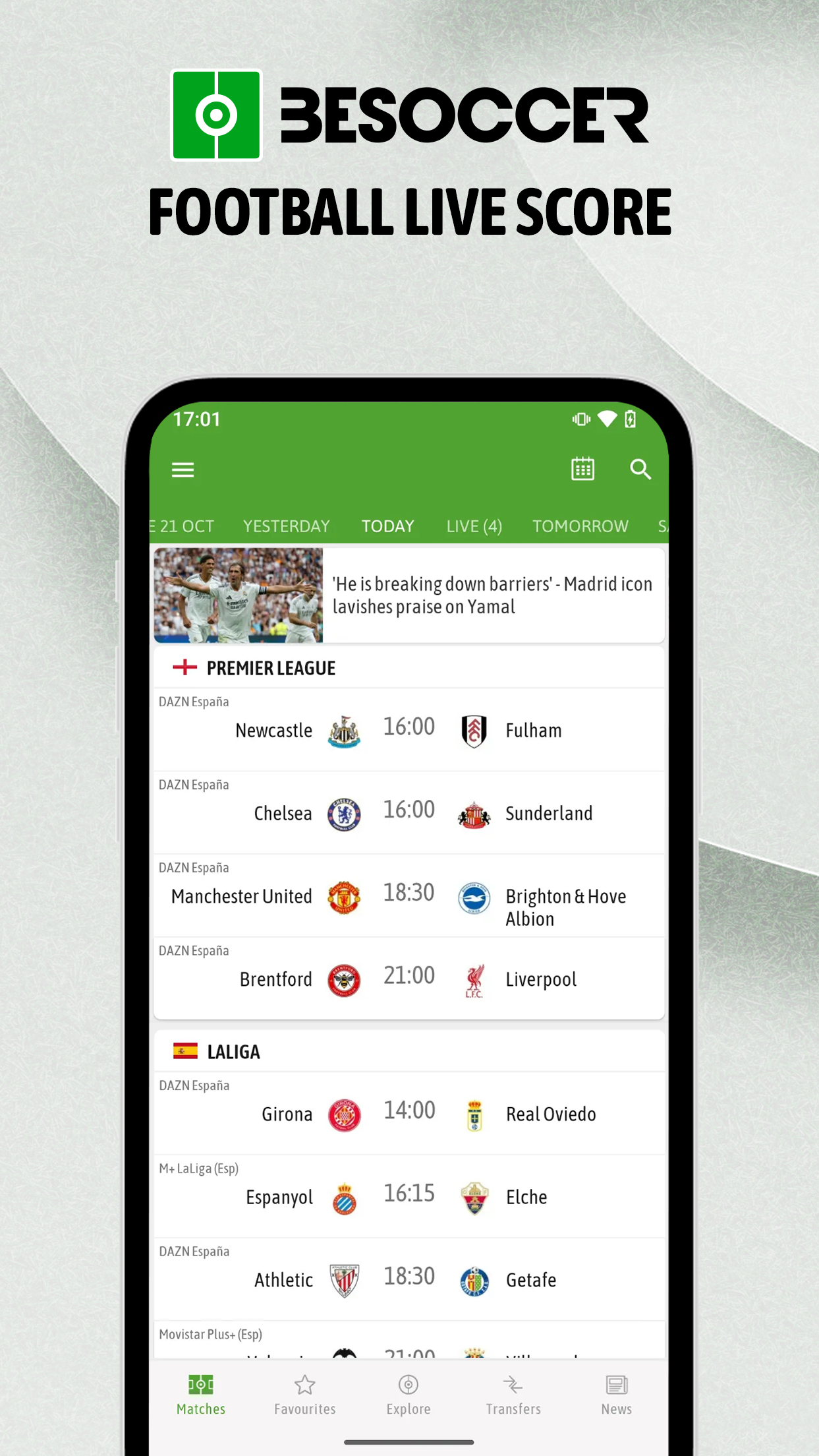 اسکرین شات 1 برنامه BeSoccer: Soccer Live Score