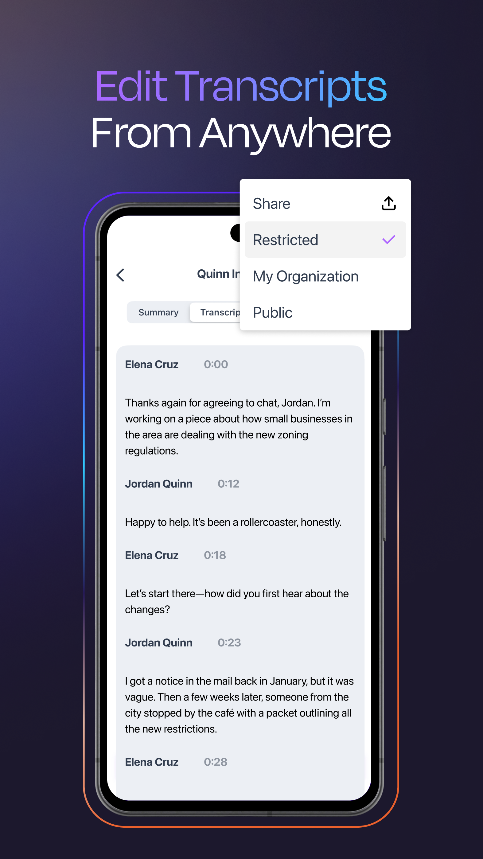 اسکرین شات 4 برنامه Rev: Record & Transcribe