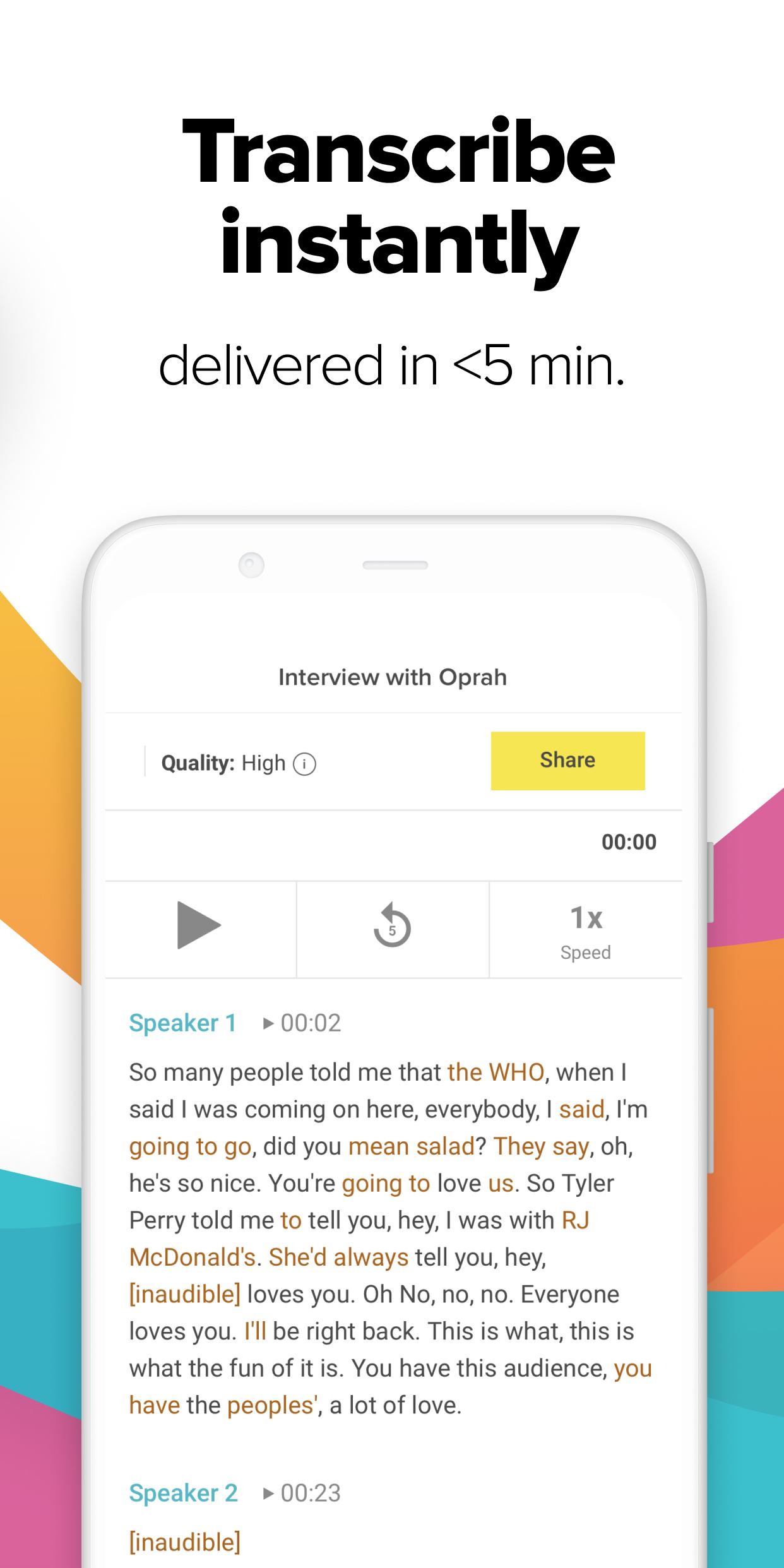 اسکرین شات 3 برنامه Temi - Record and Transcribe