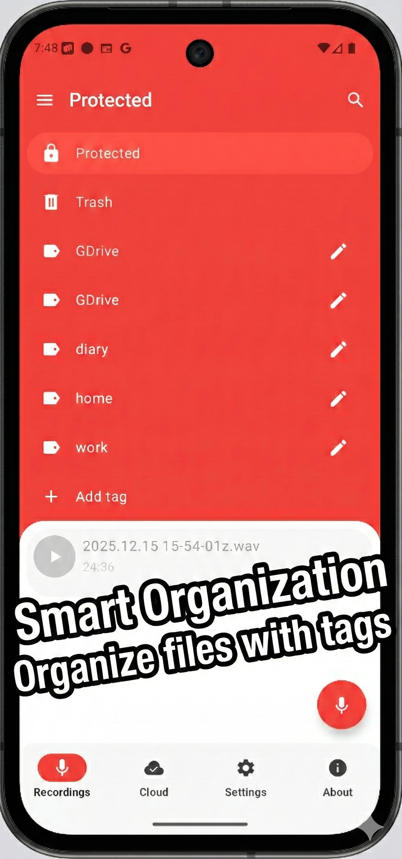 اسکرین شات 5 برنامه Wear Audio Recorder