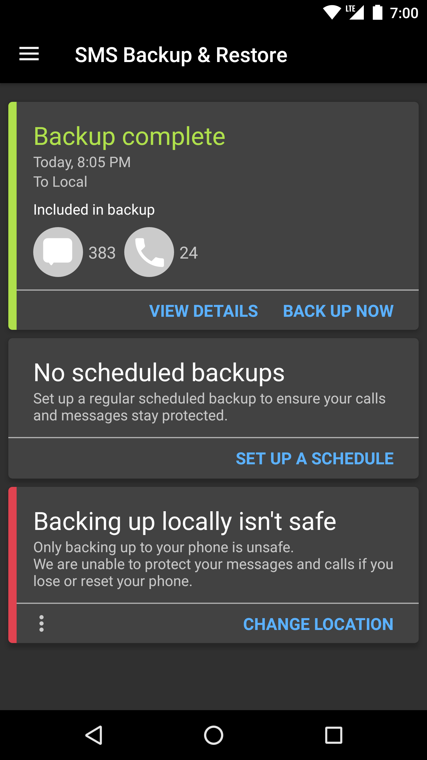 اسکرین شات 2 برنامه SMS Backup & Restore