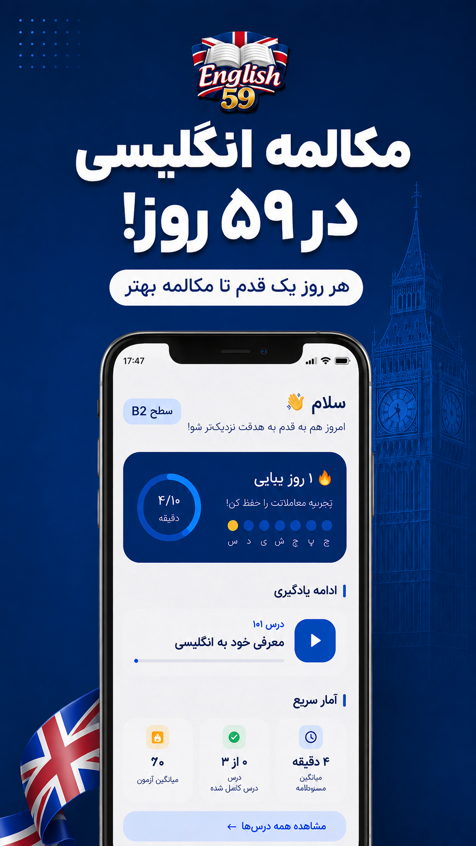 اسکرین شات 4 برنامه ‏‏مکالمه انگلیسی در ۵۹روز